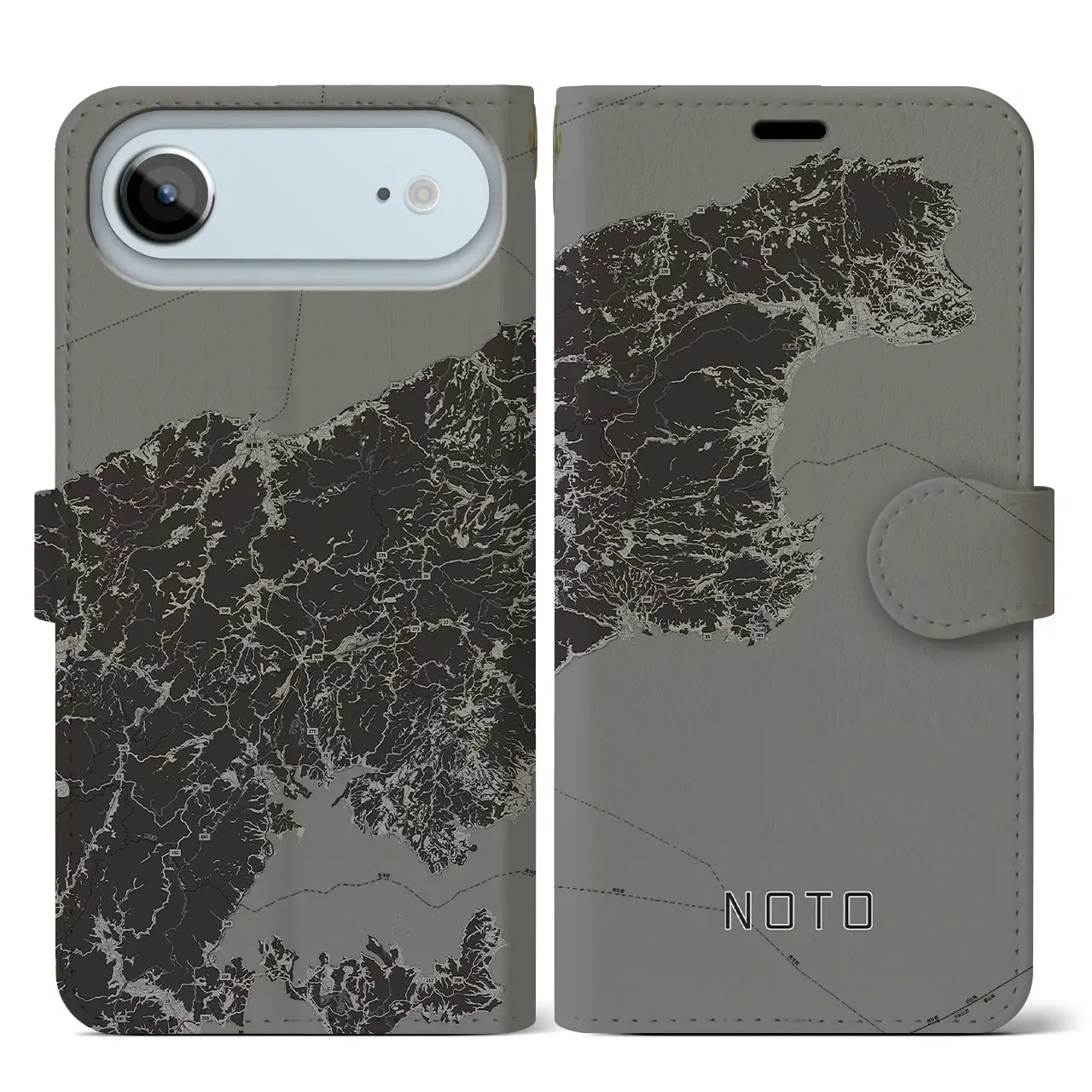 【能登(石川県)】地図柄iPhoneケース(手帳タイプ)