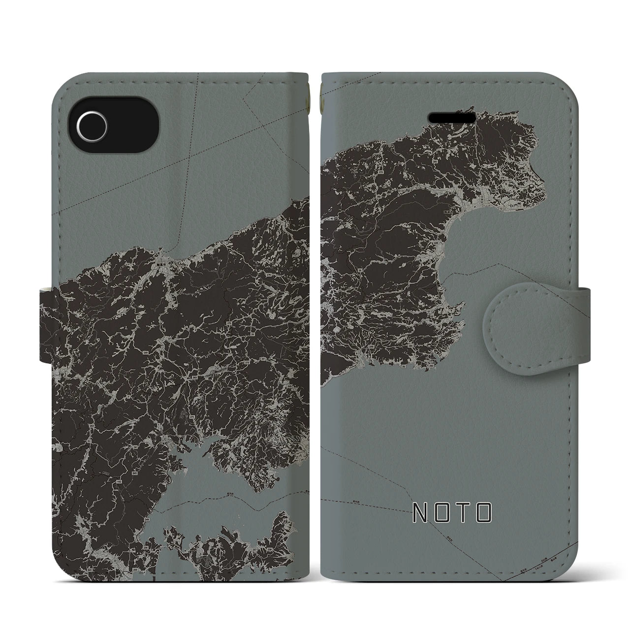 【能登(石川県)】地図柄iPhoneケース(手帳タイプ)