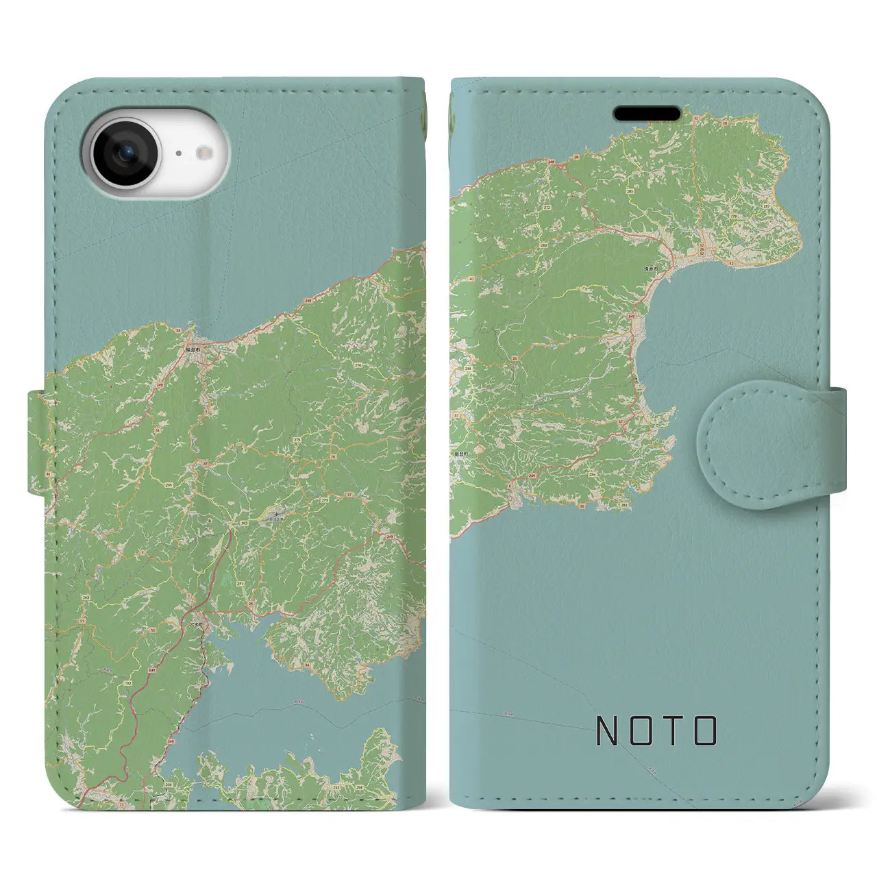【能登(石川県)】地図柄iPhoneケース(手帳タイプ)