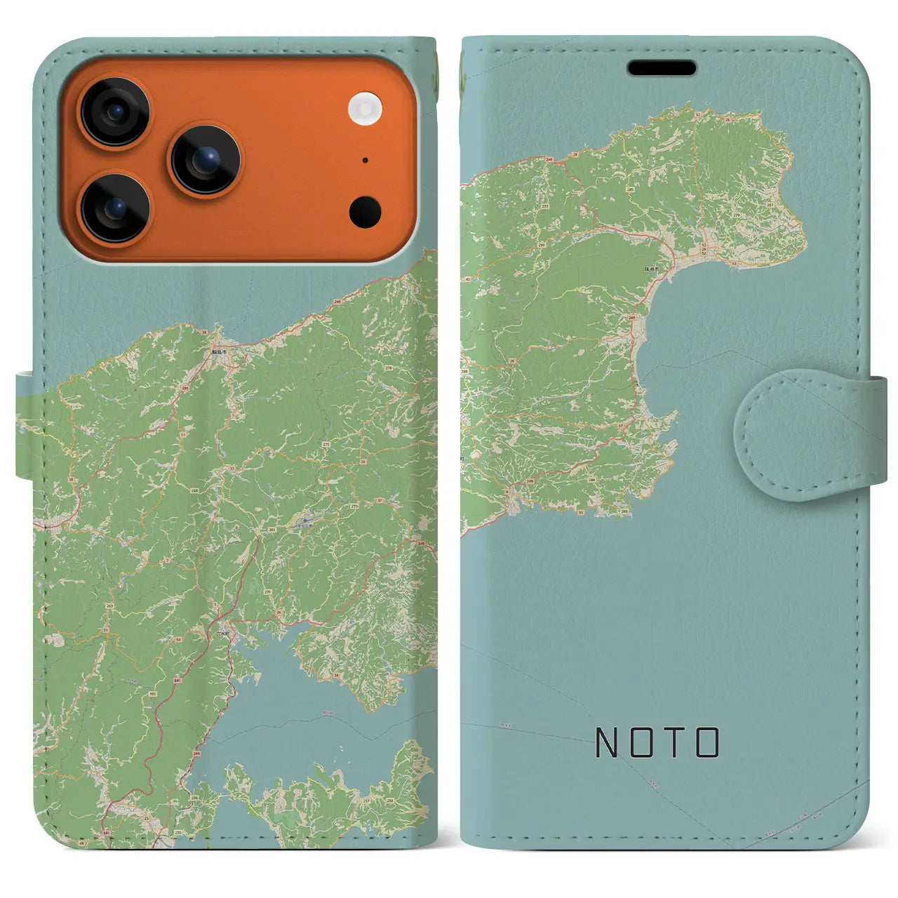【能登(石川県)】地図柄iPhoneケース(手帳タイプ)