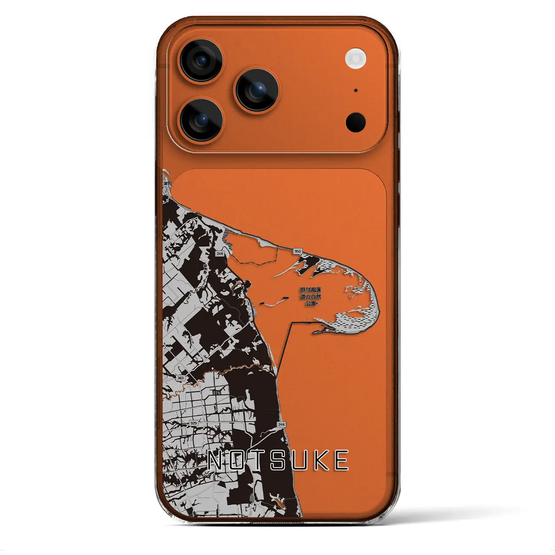 【野付(北海道)】地図柄iPhoneケース(クリアタイプ)モノトーン・iPhone 17 Pro Max 用