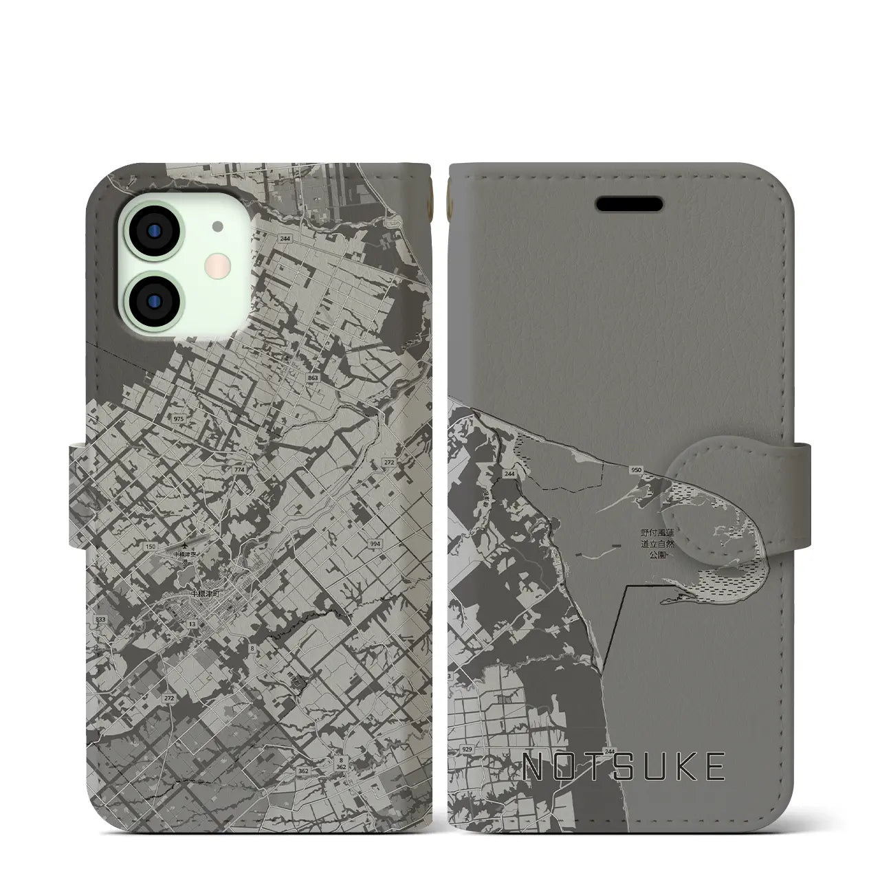 【野付(北海道)】地図柄iPhoneケース(手帳タイプ)