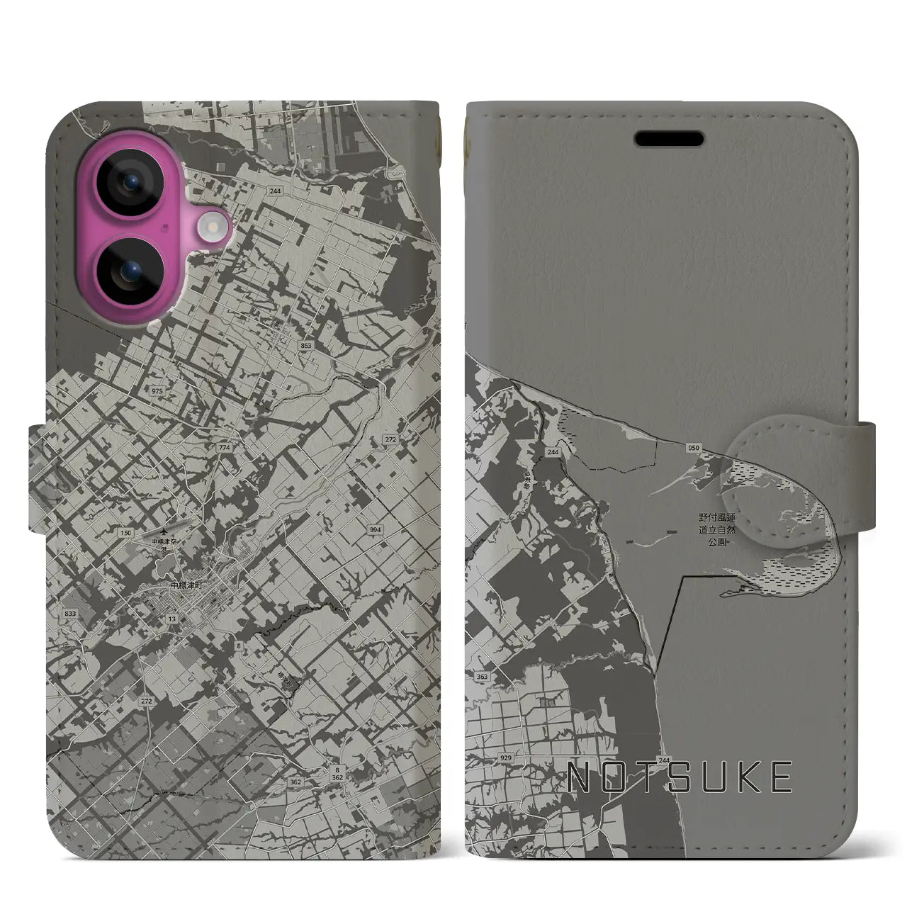 【野付(北海道)】地図柄iPhoneケース(手帳タイプ)