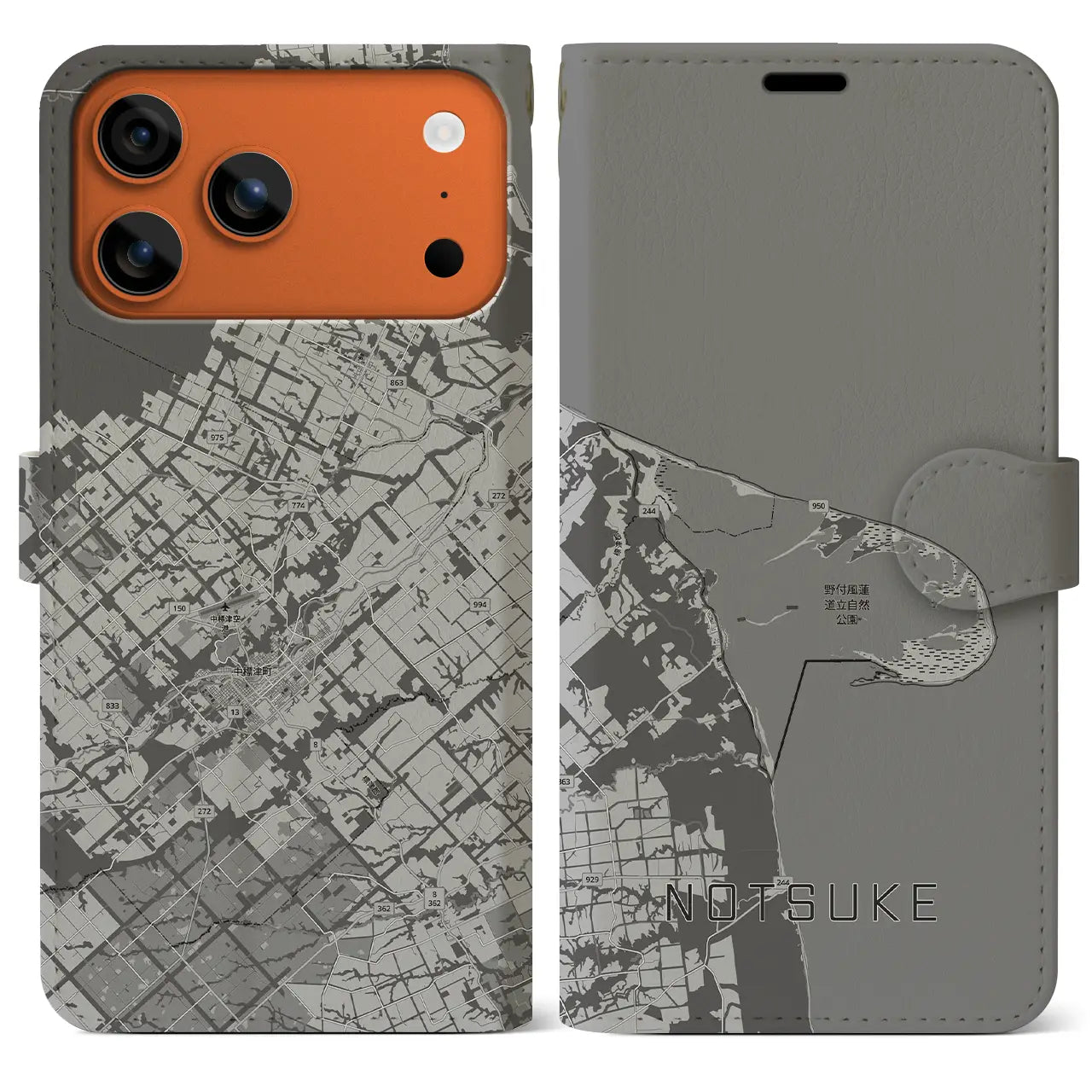 【野付(北海道)】地図柄iPhoneケース(手帳タイプ)