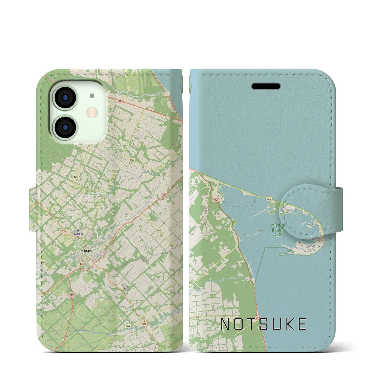 【野付(北海道)】地図柄iPhoneケース(手帳タイプ)