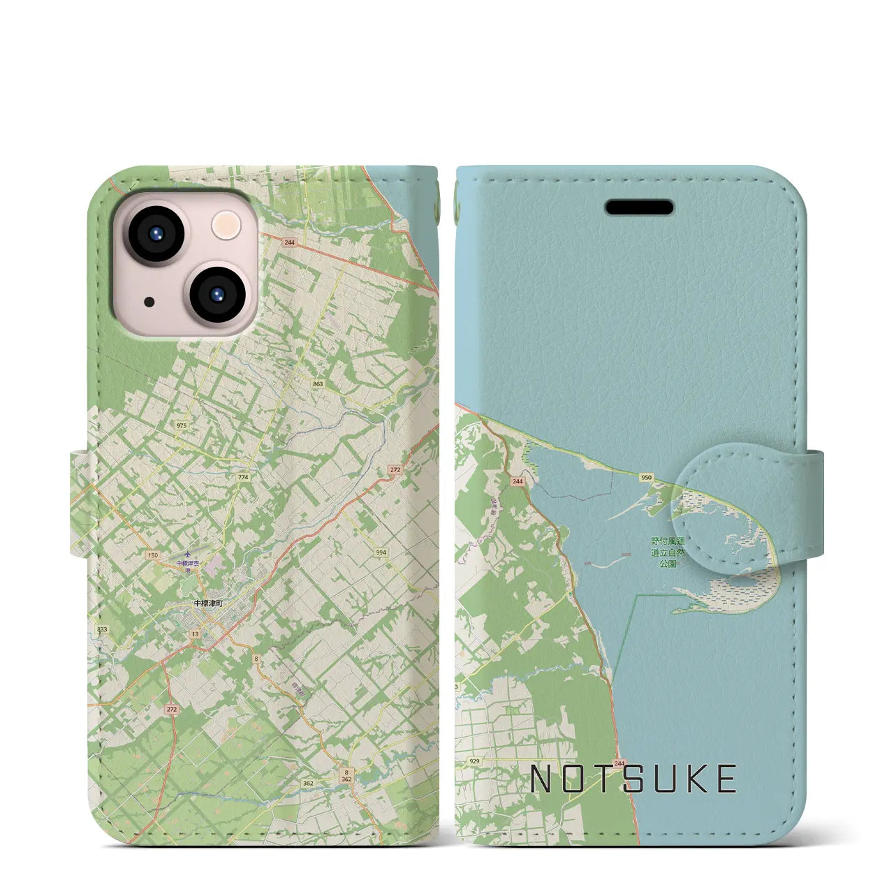 【野付(北海道)】地図柄iPhoneケース(手帳タイプ)
