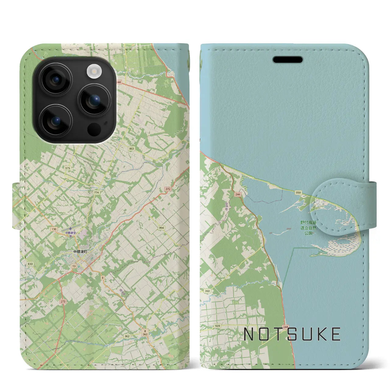 【野付(北海道)】地図柄iPhoneケース(手帳タイプ)