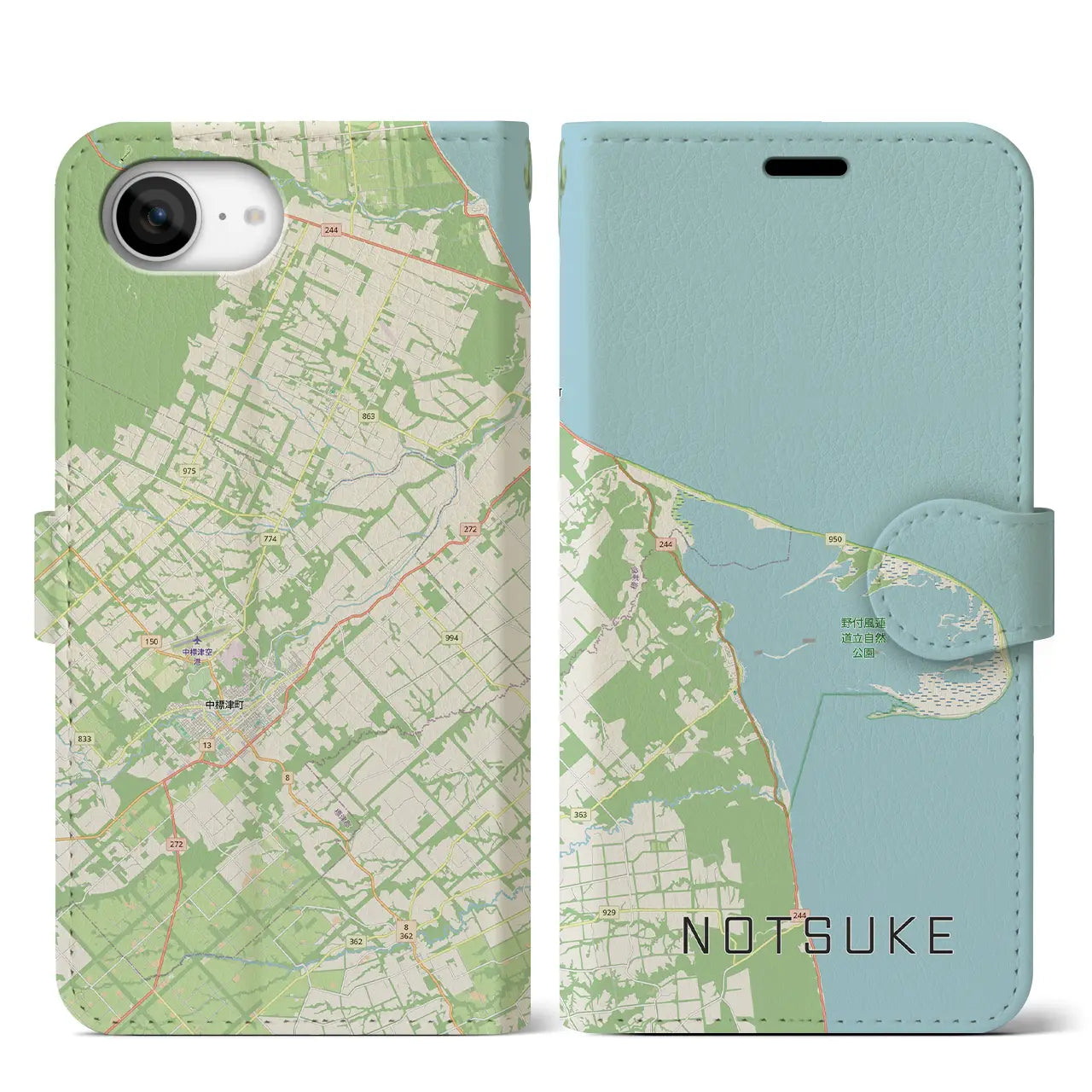 【野付(北海道)】地図柄iPhoneケース(手帳タイプ)