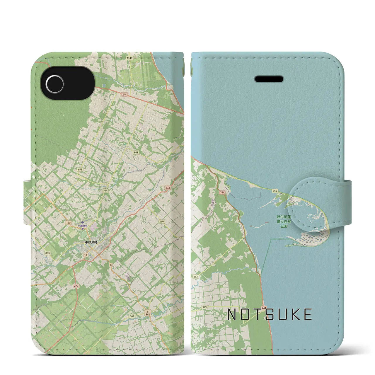 【野付(北海道)】地図柄iPhoneケース(手帳タイプ)