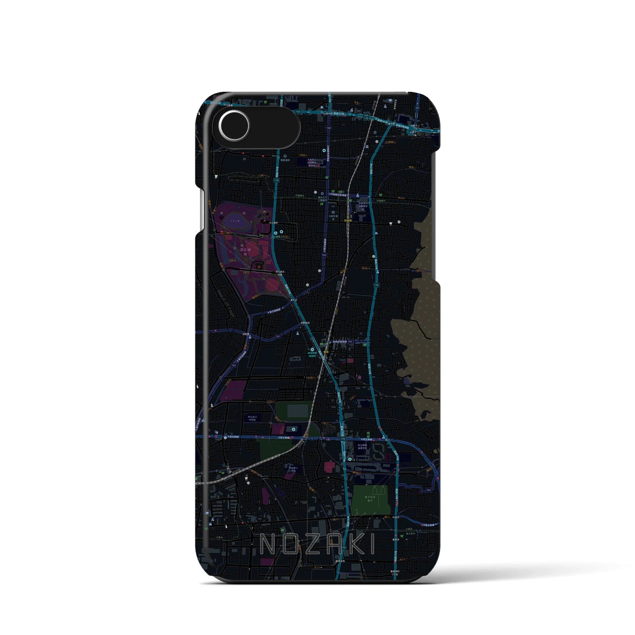 【野崎(大阪府)】地図柄iPhoneケース(バックカバータイプ)