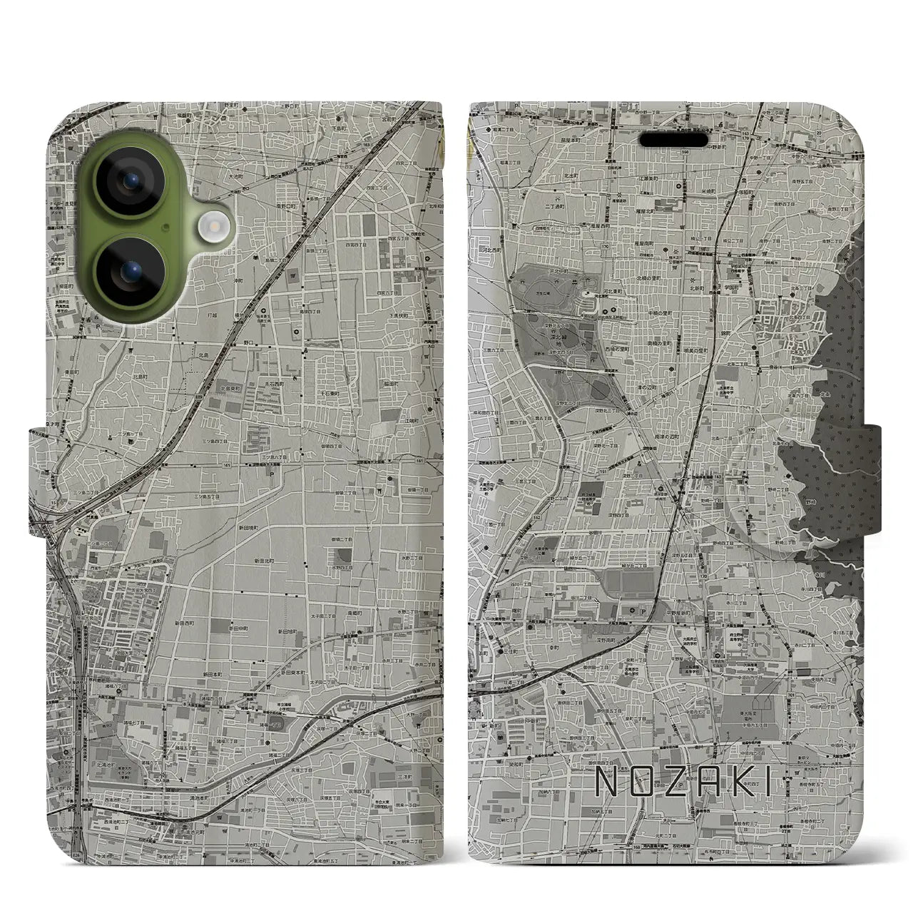 【野崎(大阪府)】地図柄iPhoneケース(手帳タイプ)