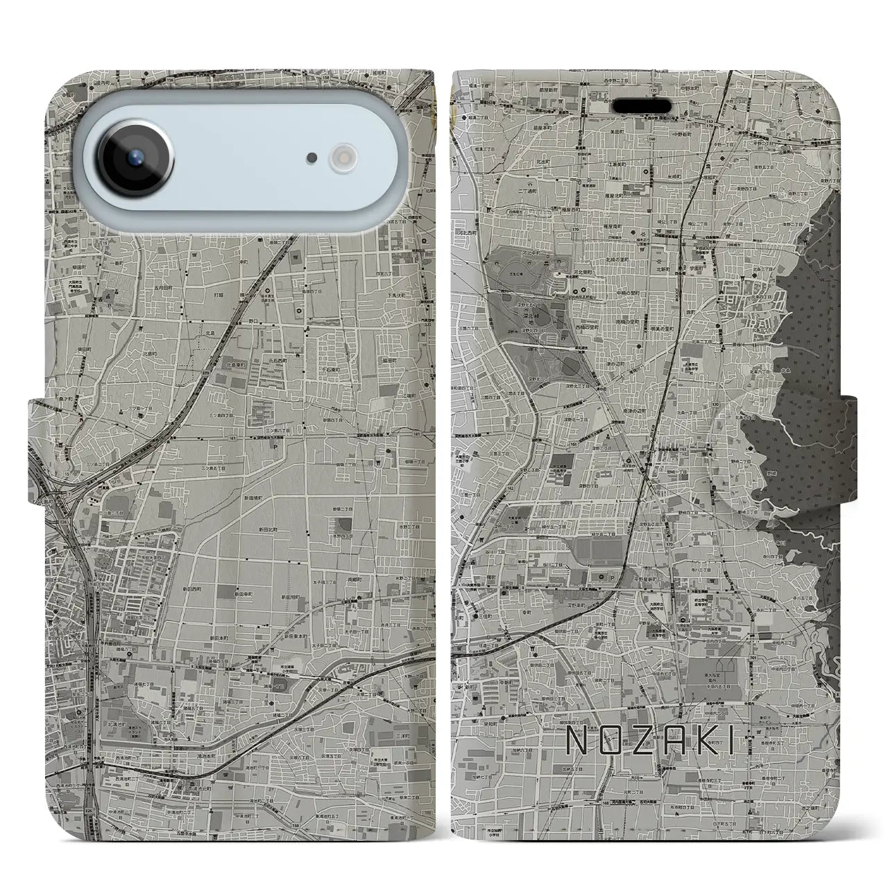 【野崎(大阪府)】地図柄iPhoneケース(手帳タイプ)