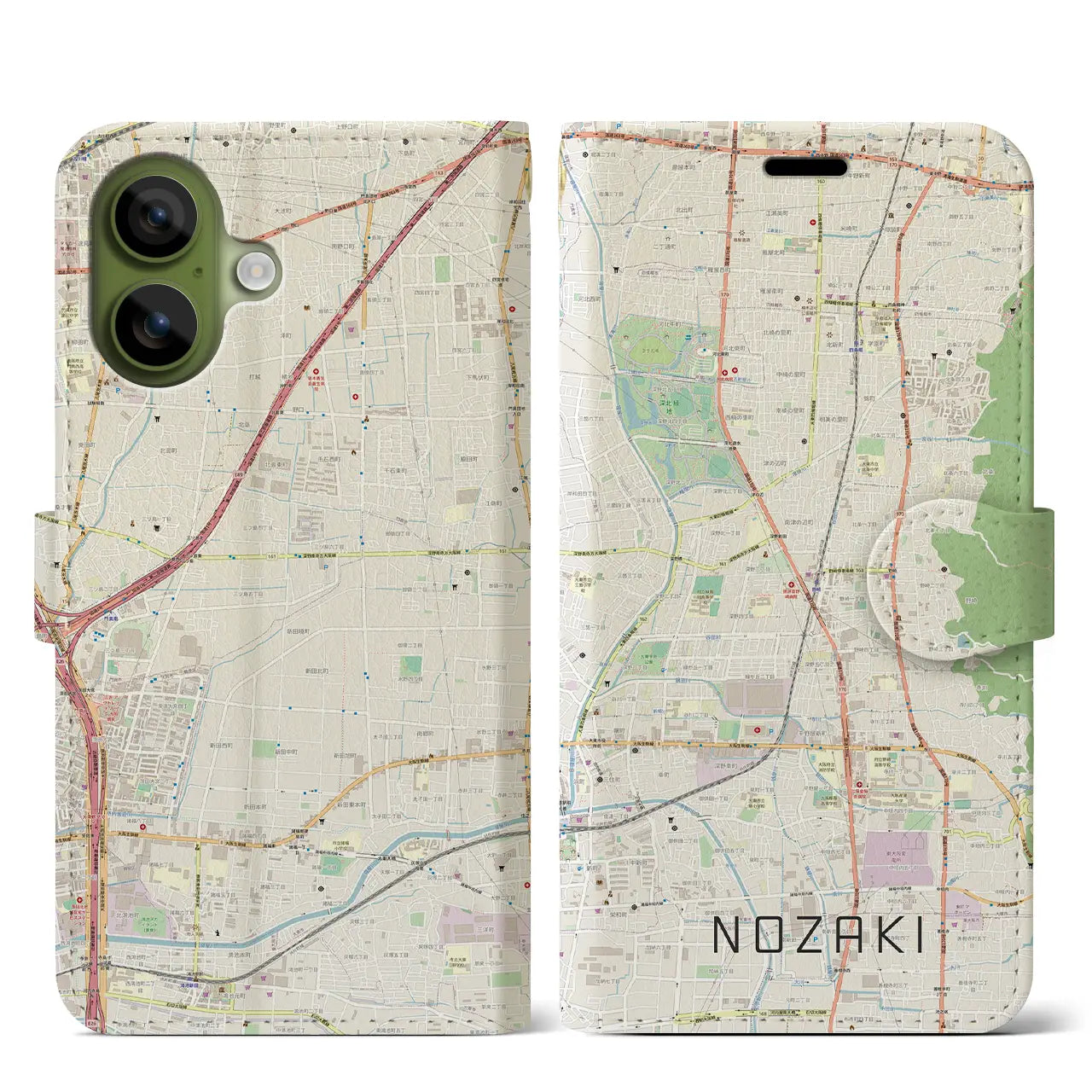 【野崎(大阪府)】地図柄iPhoneケース(手帳タイプ)