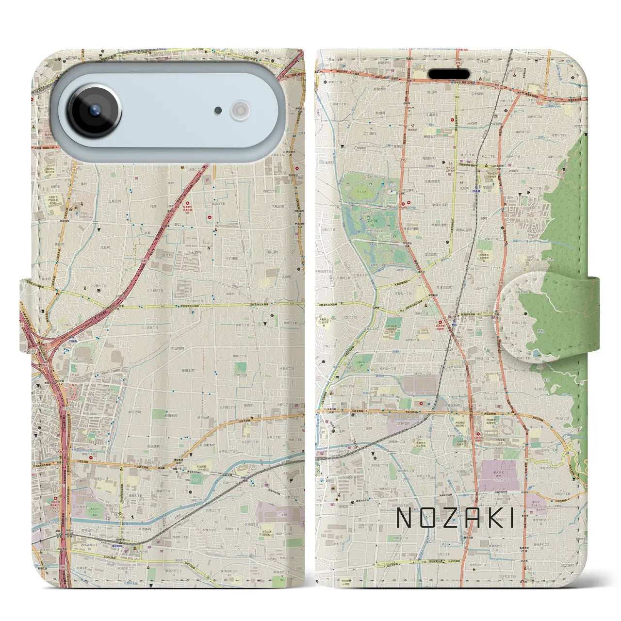 【野崎(大阪府)】地図柄iPhoneケース(手帳タイプ)