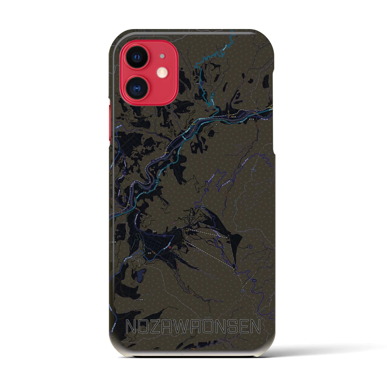 【野沢温泉(長野県)】地図柄iPhoneケース(バックカバータイプ)