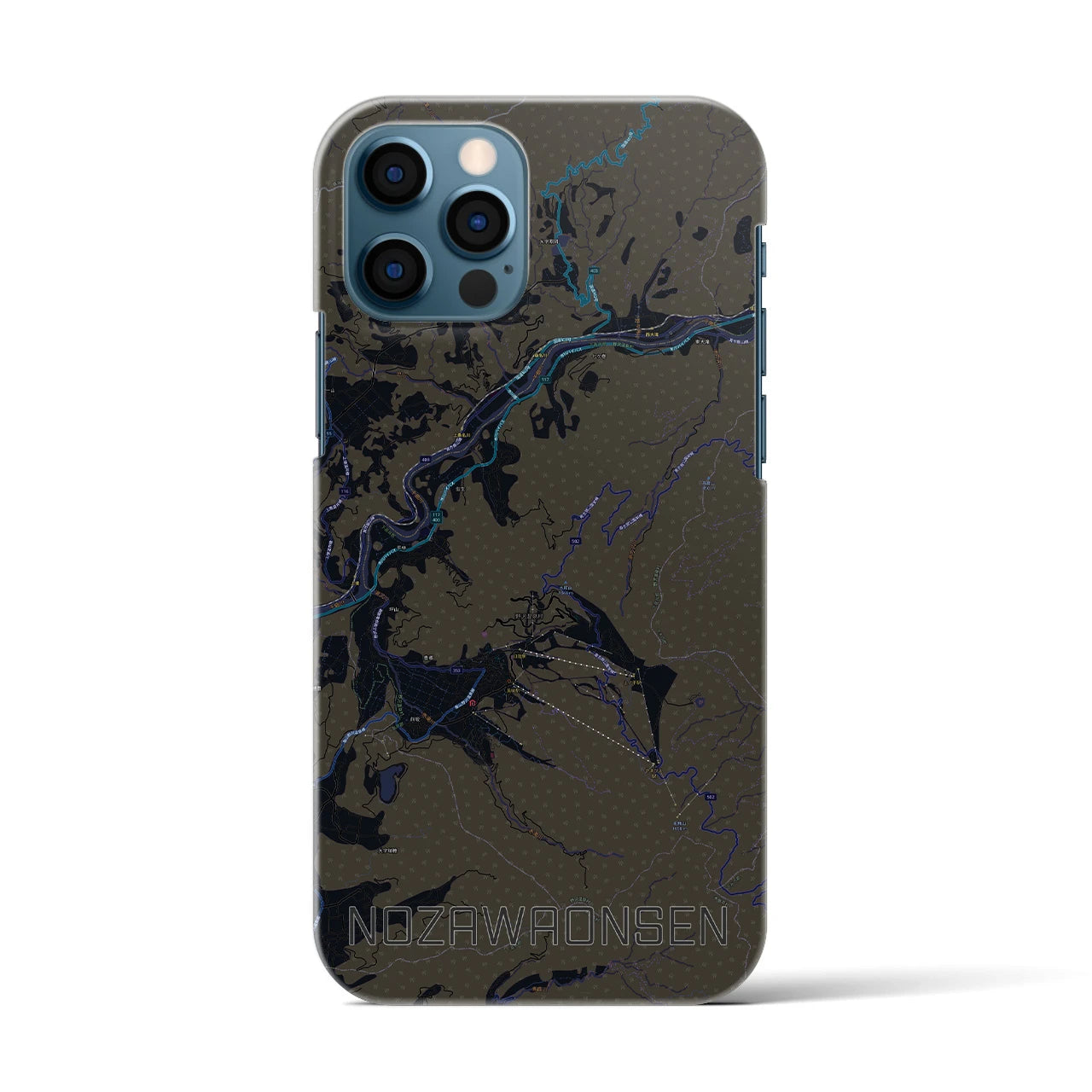 【野沢温泉(長野県)】地図柄iPhoneケース(バックカバータイプ)