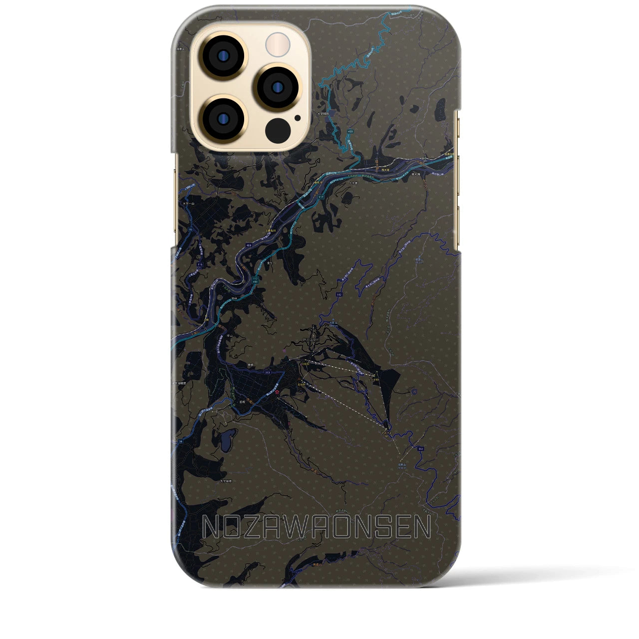 【野沢温泉(長野県)】地図柄iPhoneケース(バックカバータイプ)