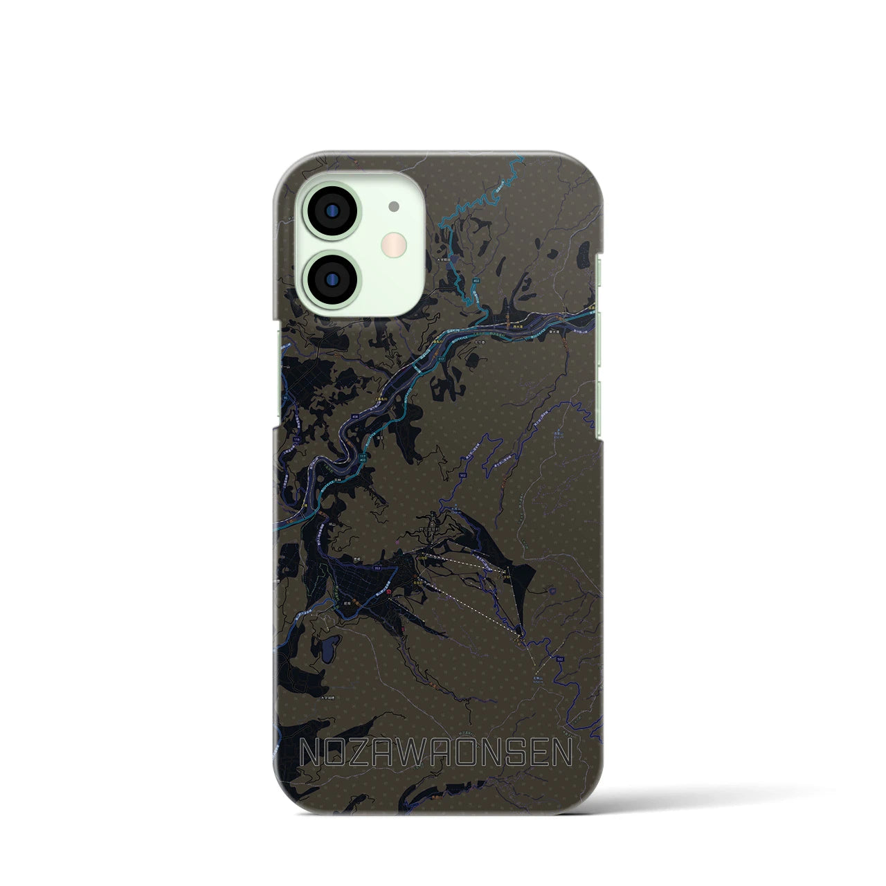 【野沢温泉(長野県)】地図柄iPhoneケース(バックカバータイプ)