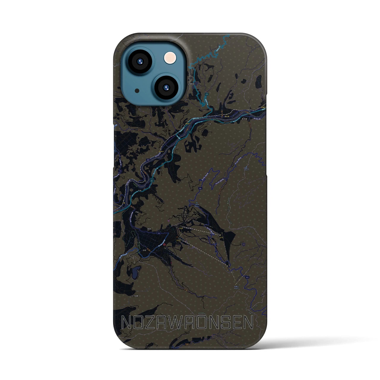 【野沢温泉(長野県)】地図柄iPhoneケース(バックカバータイプ)
