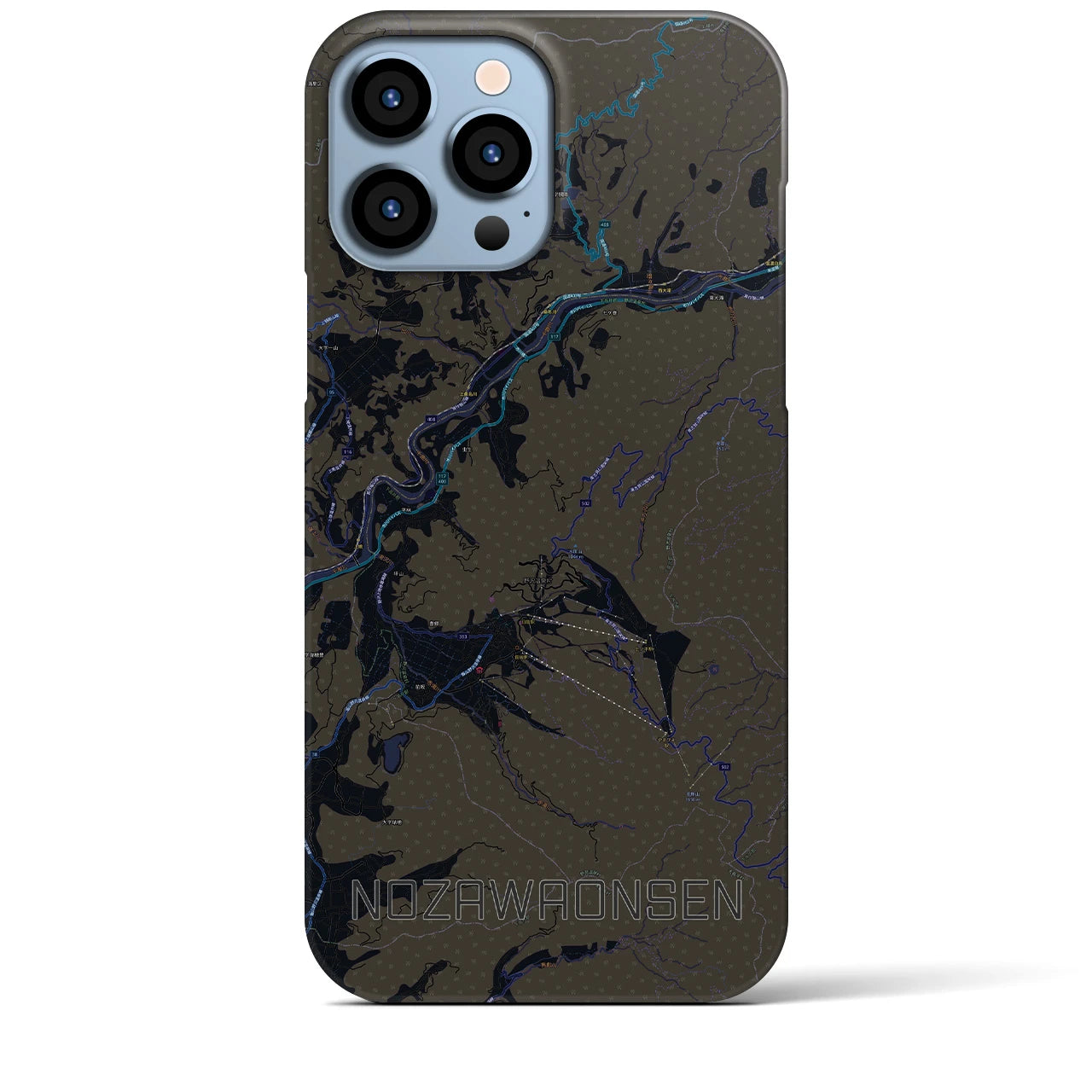 【野沢温泉(長野県)】地図柄iPhoneケース(バックカバータイプ)