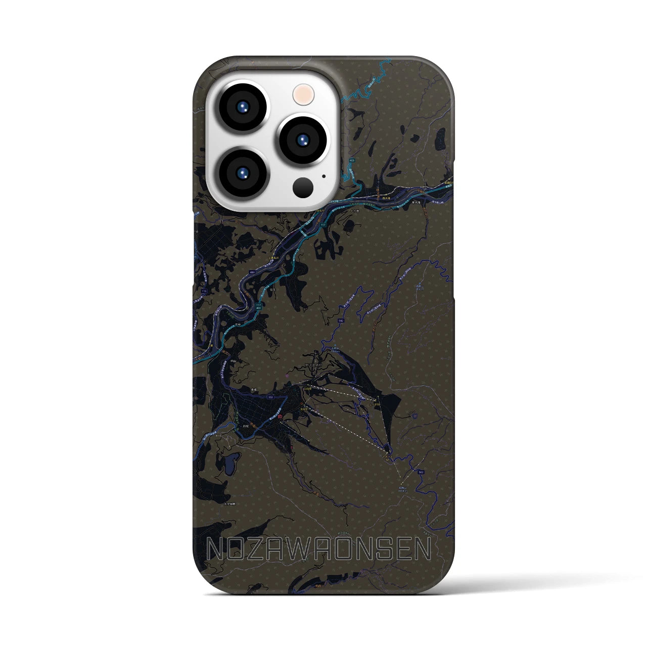 【野沢温泉(長野県)】地図柄iPhoneケース(バックカバータイプ)