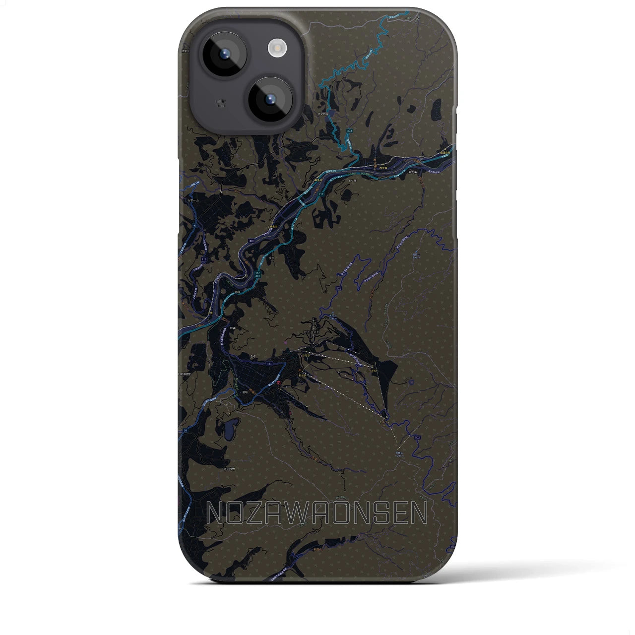 【野沢温泉(長野県)】地図柄iPhoneケース(バックカバータイプ)