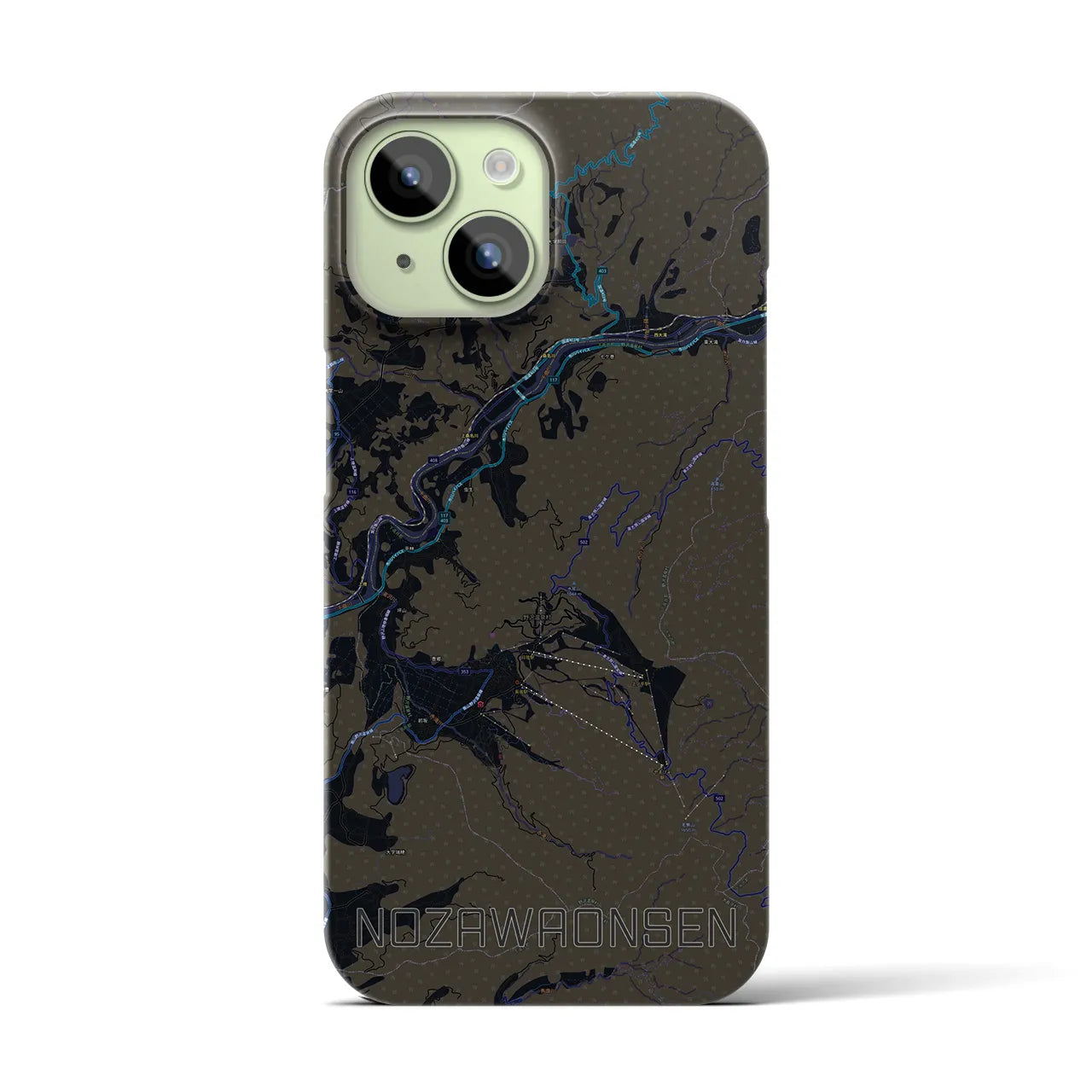 【野沢温泉(長野県)】地図柄iPhoneケース(バックカバータイプ)