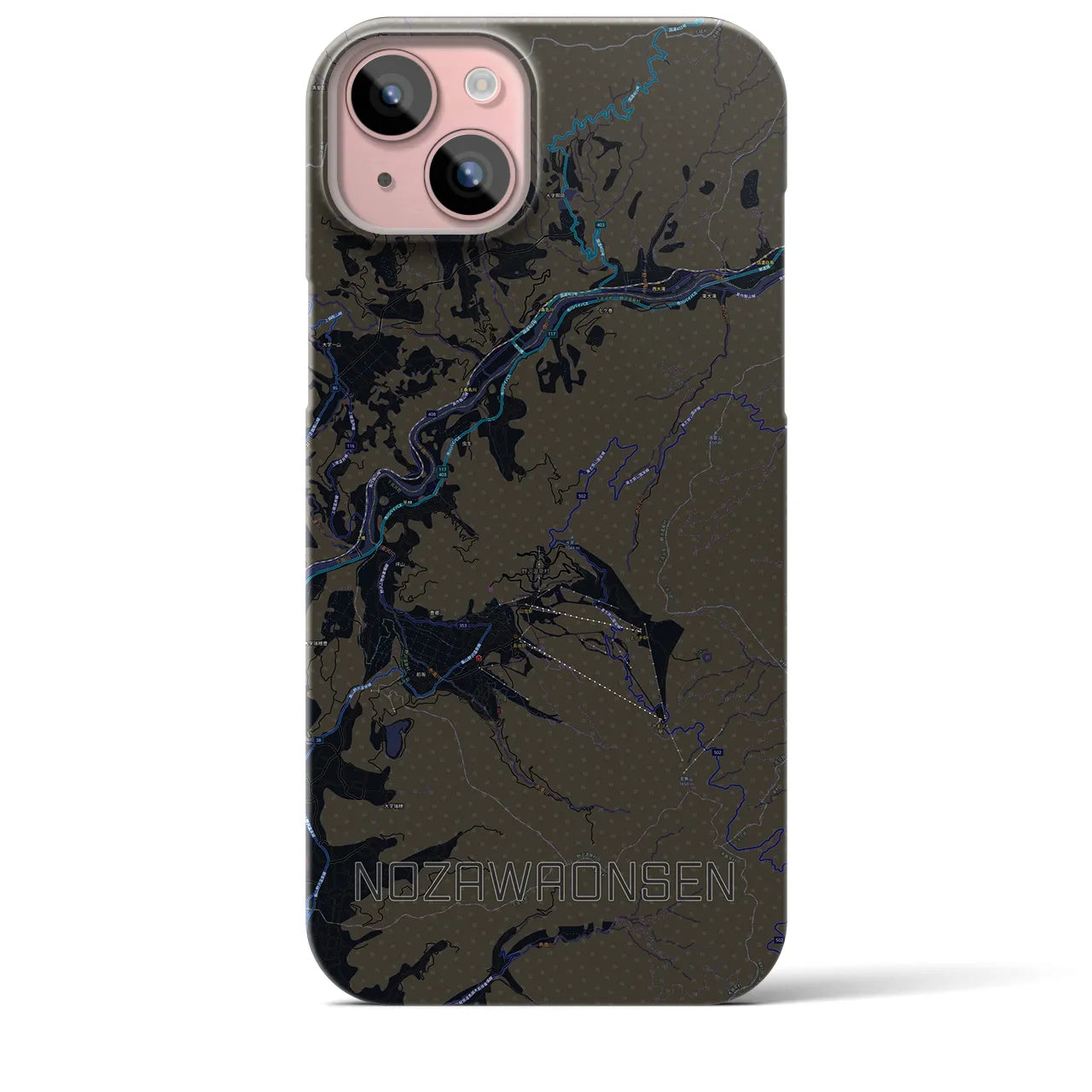 【野沢温泉(長野県)】地図柄iPhoneケース(バックカバータイプ)