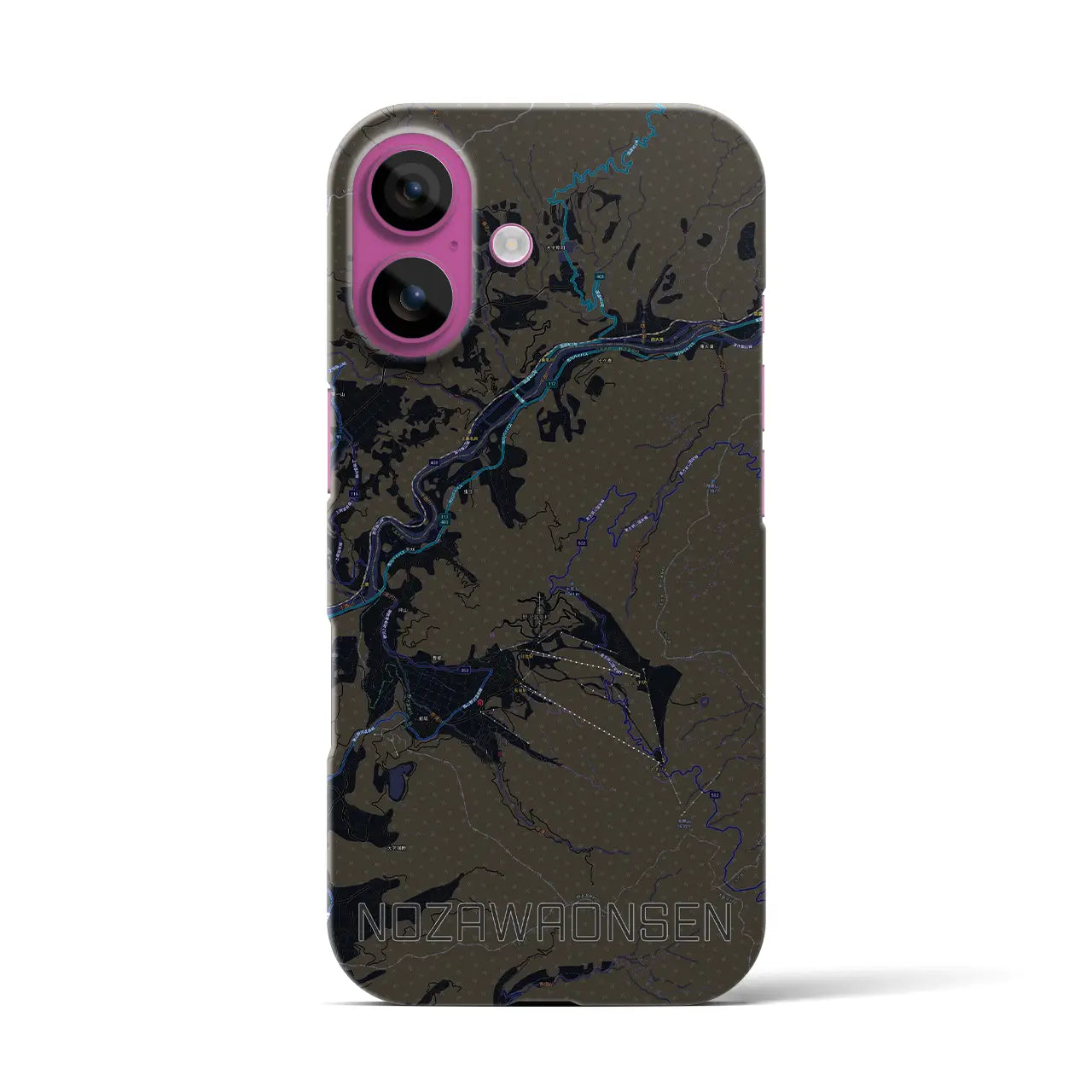 【野沢温泉(長野県)】地図柄iPhoneケース(バックカバータイプ)