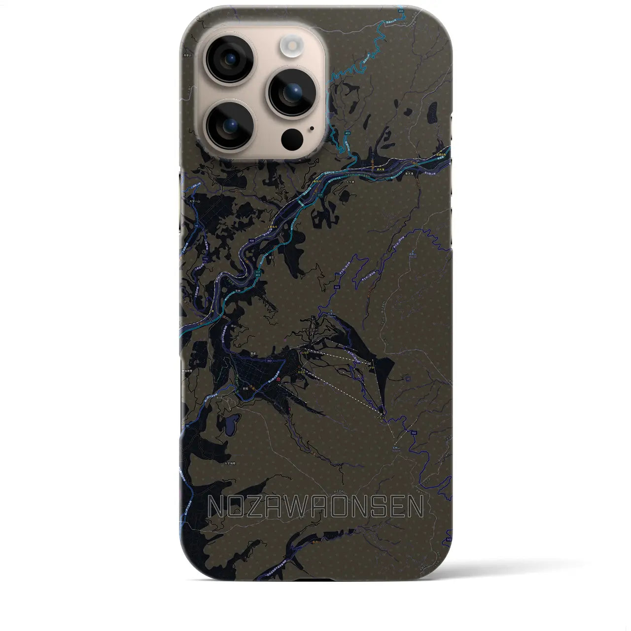 【野沢温泉(長野県)】地図柄iPhoneケース(バックカバータイプ)
