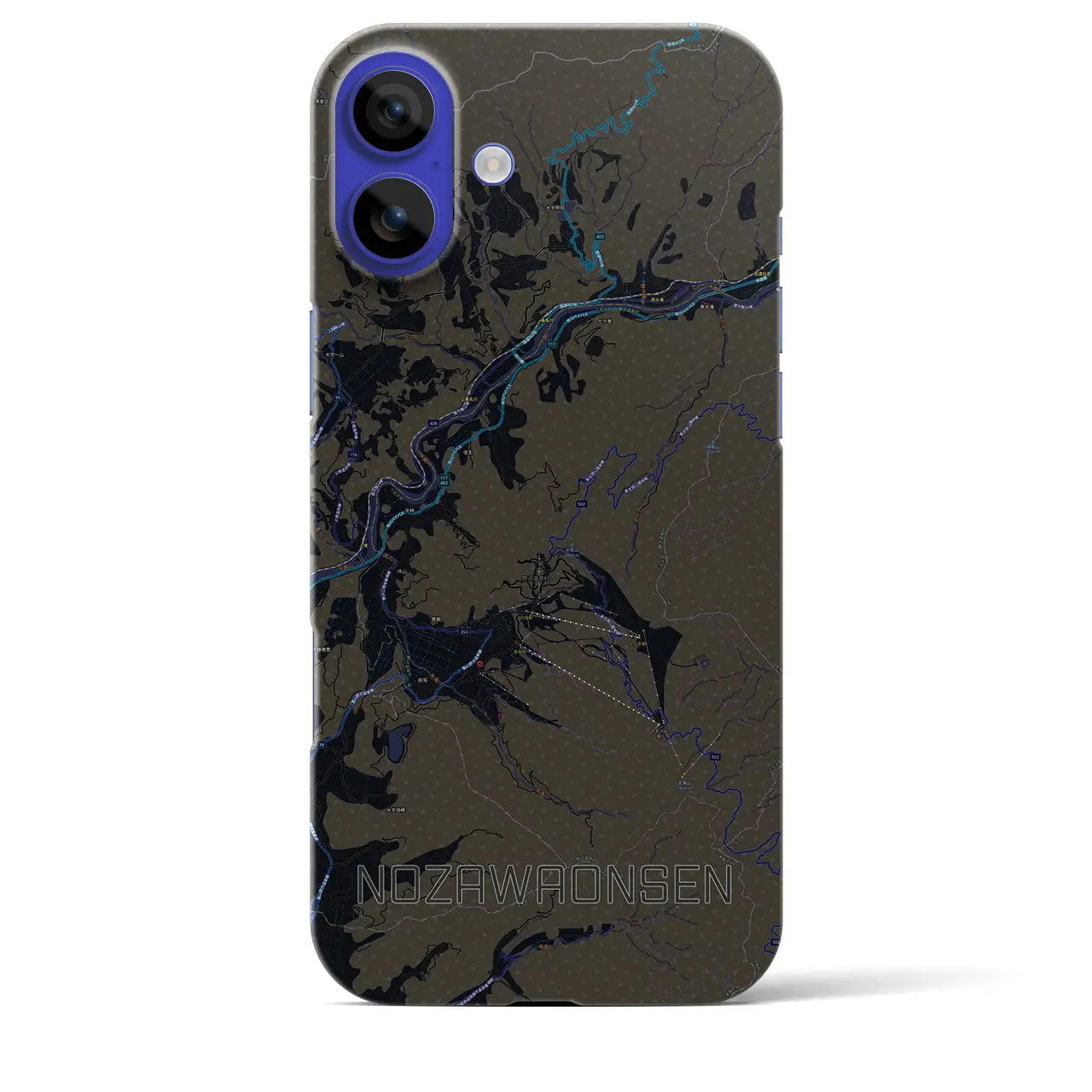 【野沢温泉(長野県)】地図柄iPhoneケース(バックカバータイプ)