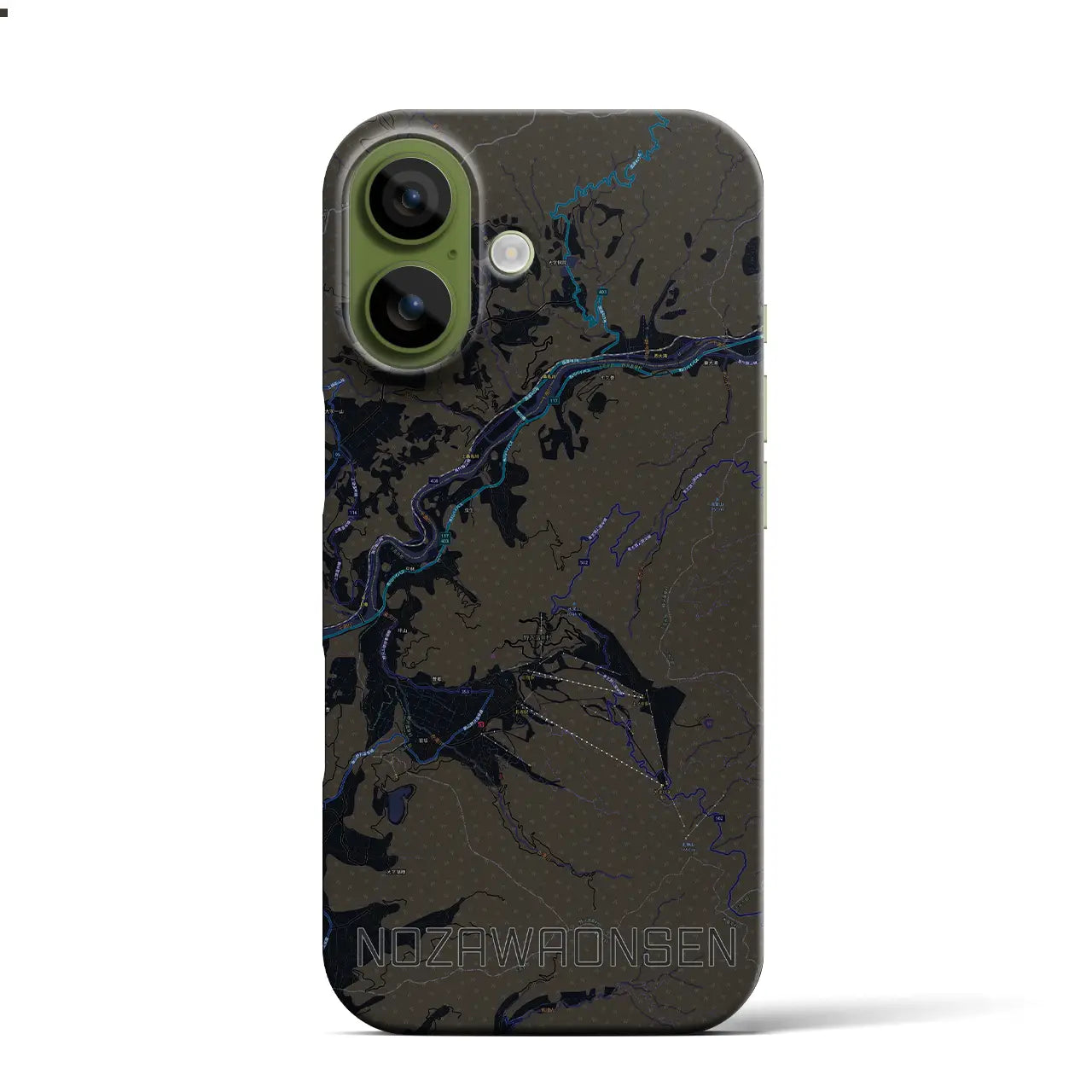 【野沢温泉(長野県)】地図柄iPhoneケース(バックカバータイプ)