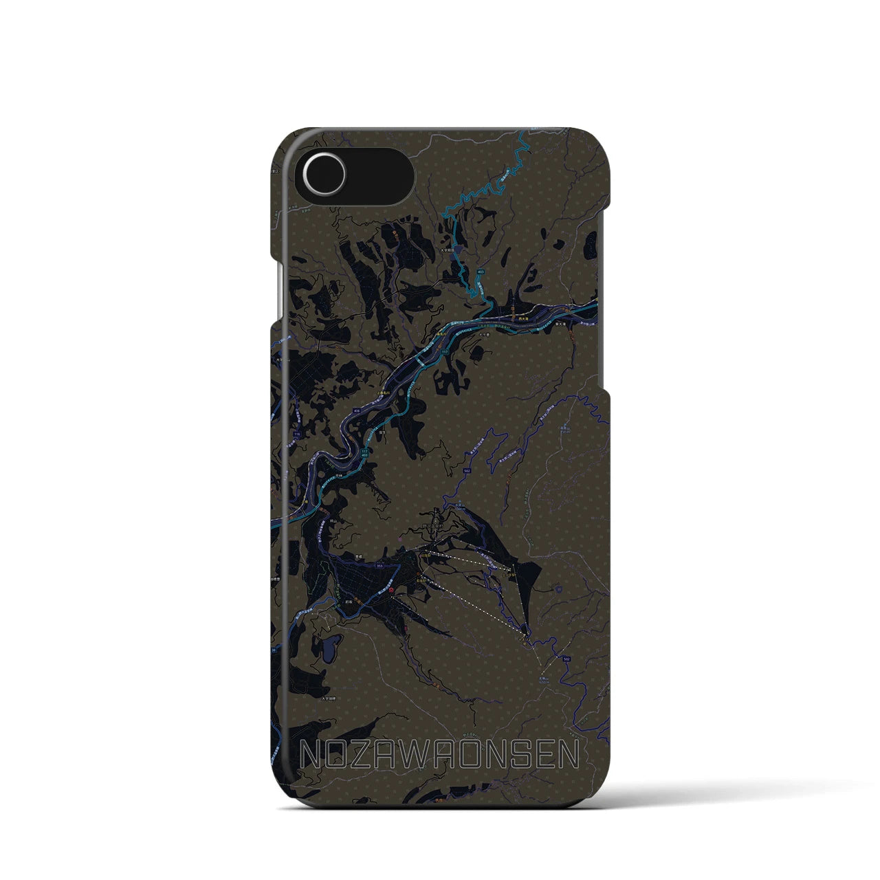 【野沢温泉(長野県)】地図柄iPhoneケース(バックカバータイプ)