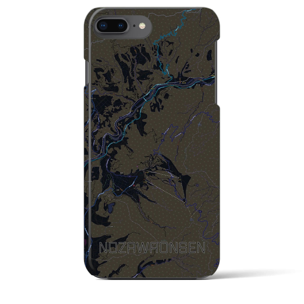 【野沢温泉(長野県)】地図柄iPhoneケース(バックカバータイプ)