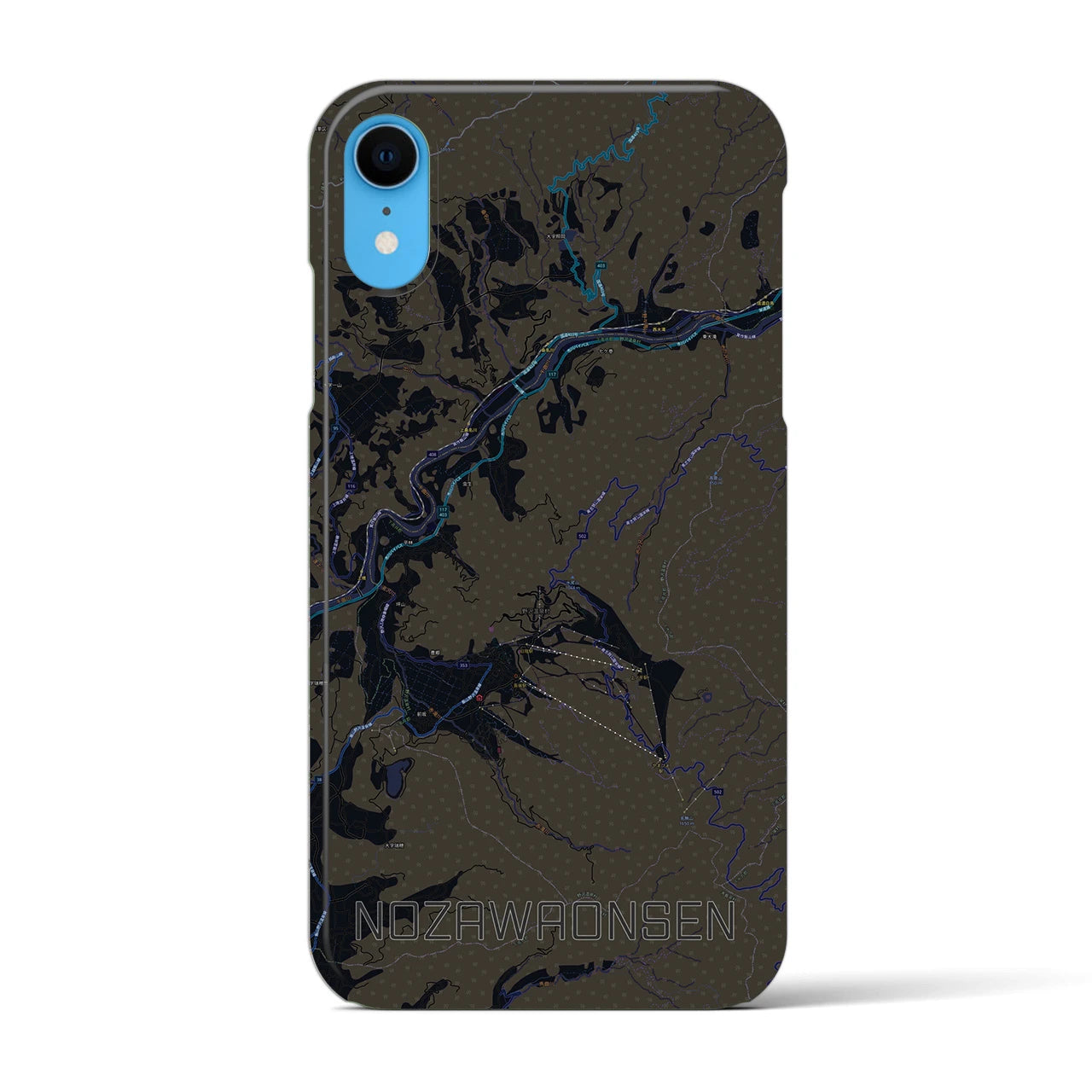 【野沢温泉(長野県)】地図柄iPhoneケース(バックカバータイプ)