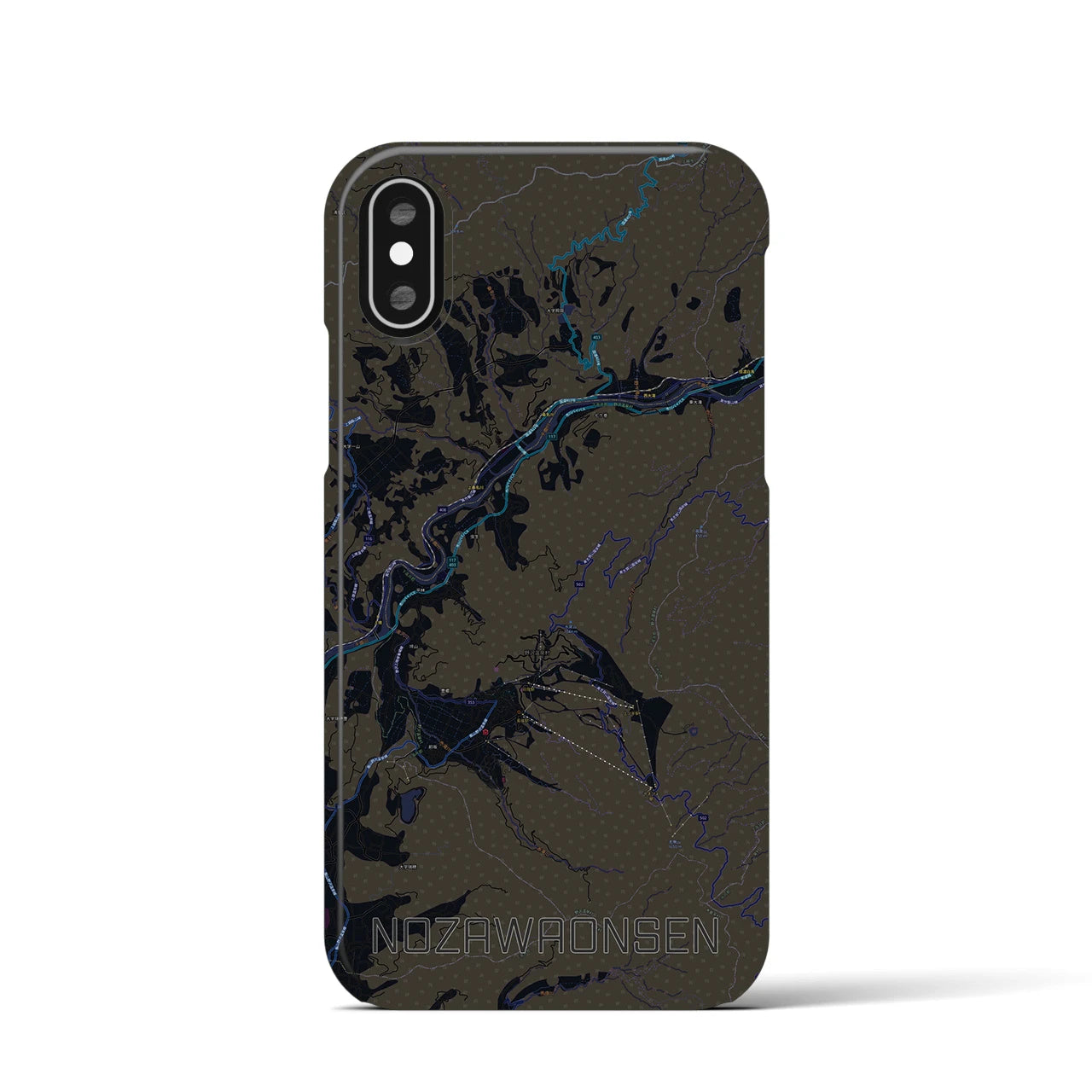 【野沢温泉(長野県)】地図柄iPhoneケース(バックカバータイプ)
