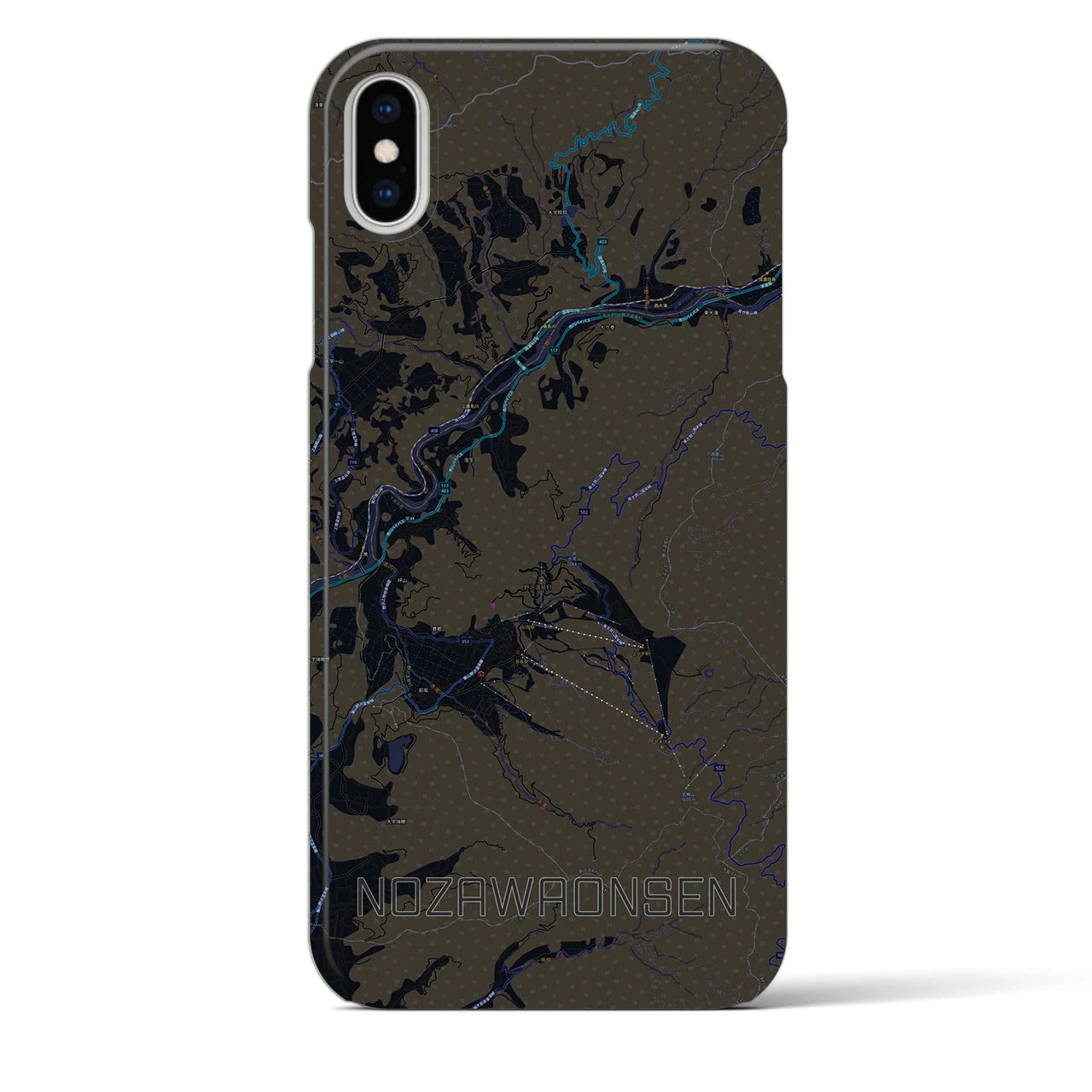 【野沢温泉(長野県)】地図柄iPhoneケース(バックカバータイプ)