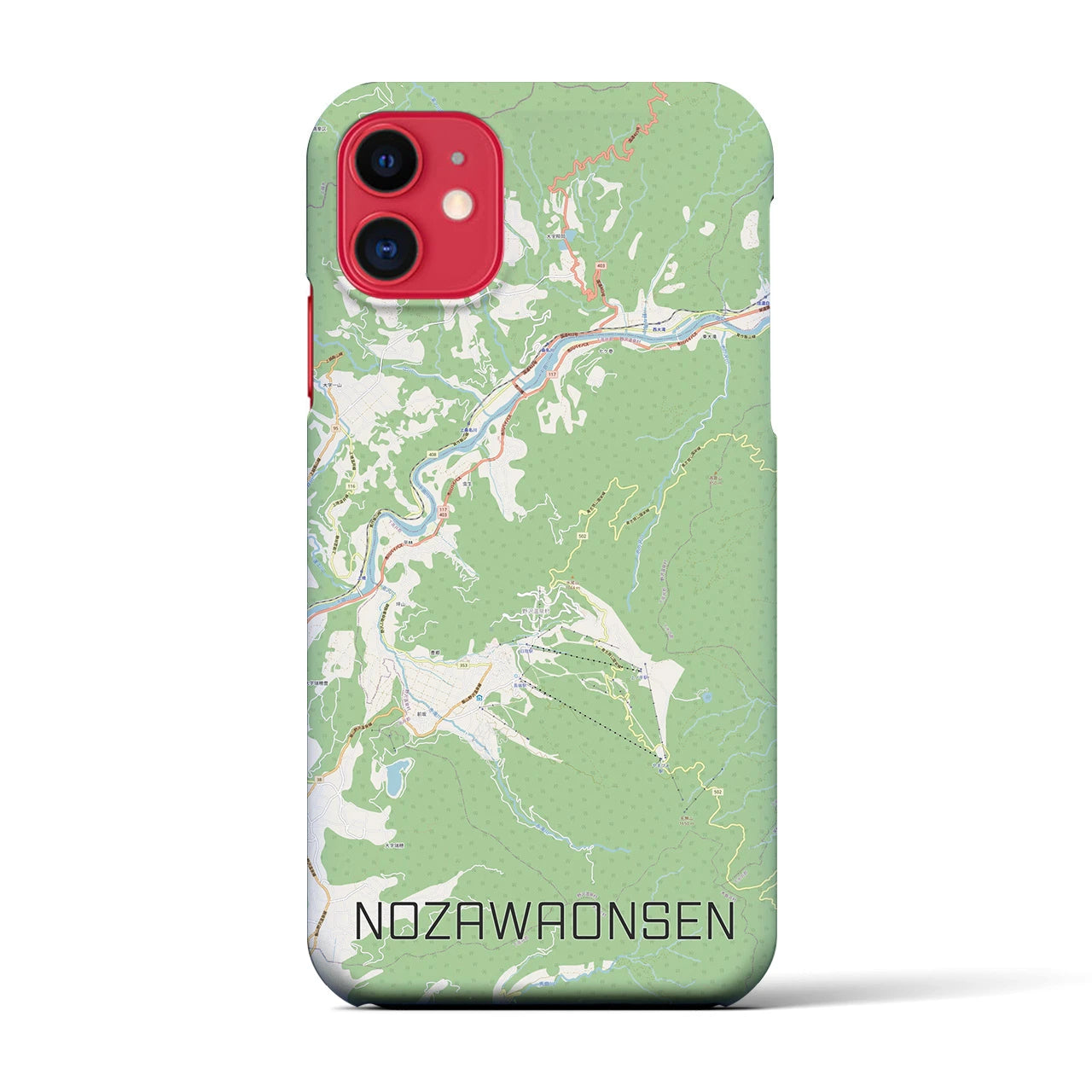 【野沢温泉(長野県)】地図柄iPhoneケース(バックカバータイプ)
