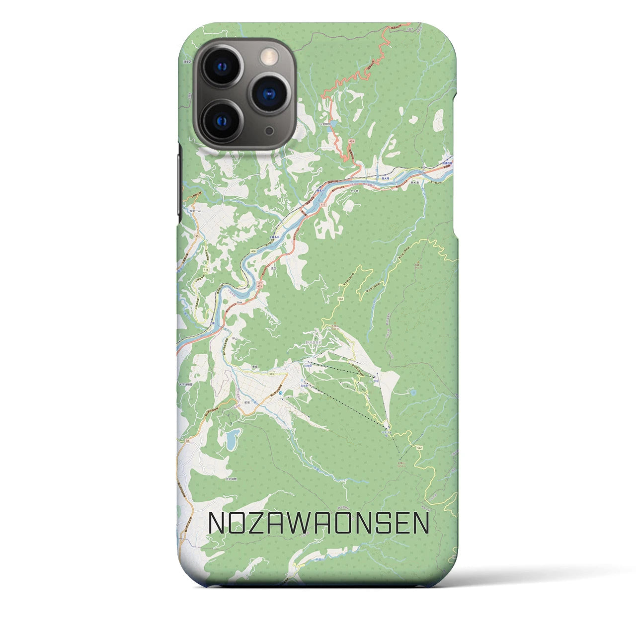 【野沢温泉(長野県)】地図柄iPhoneケース(バックカバータイプ)