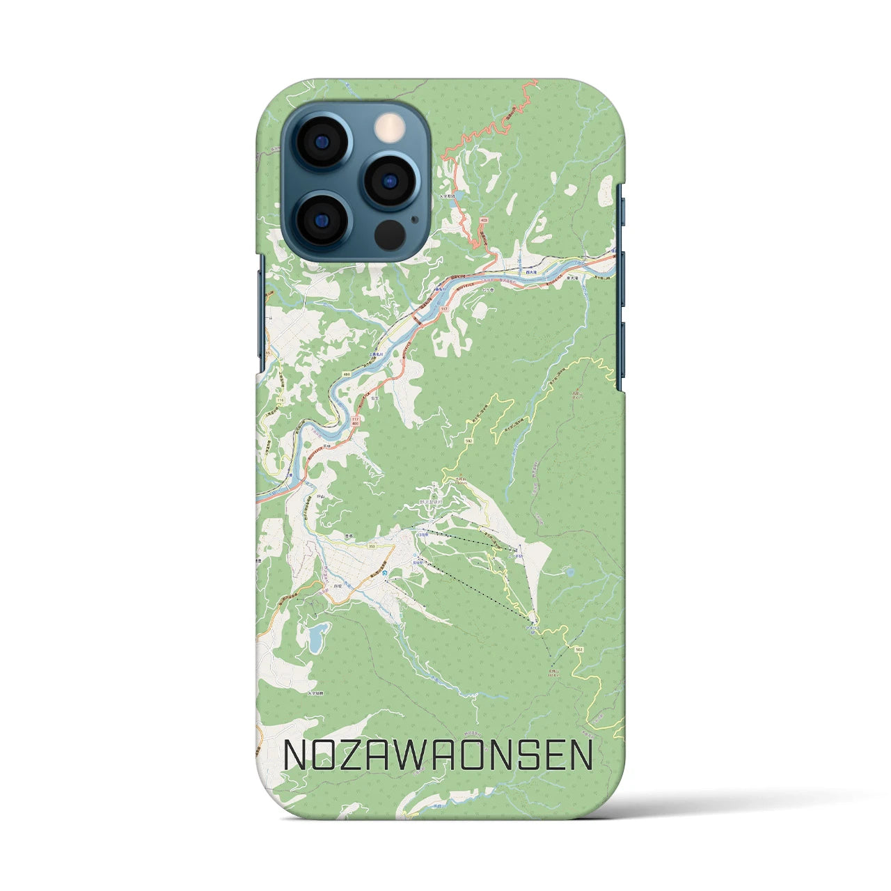 【野沢温泉(長野県)】地図柄iPhoneケース(バックカバータイプ)