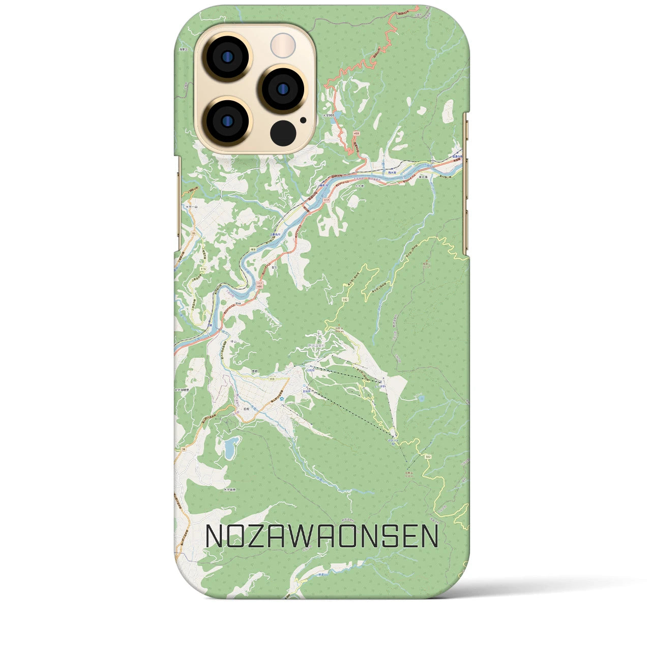 【野沢温泉(長野県)】地図柄iPhoneケース(バックカバータイプ)