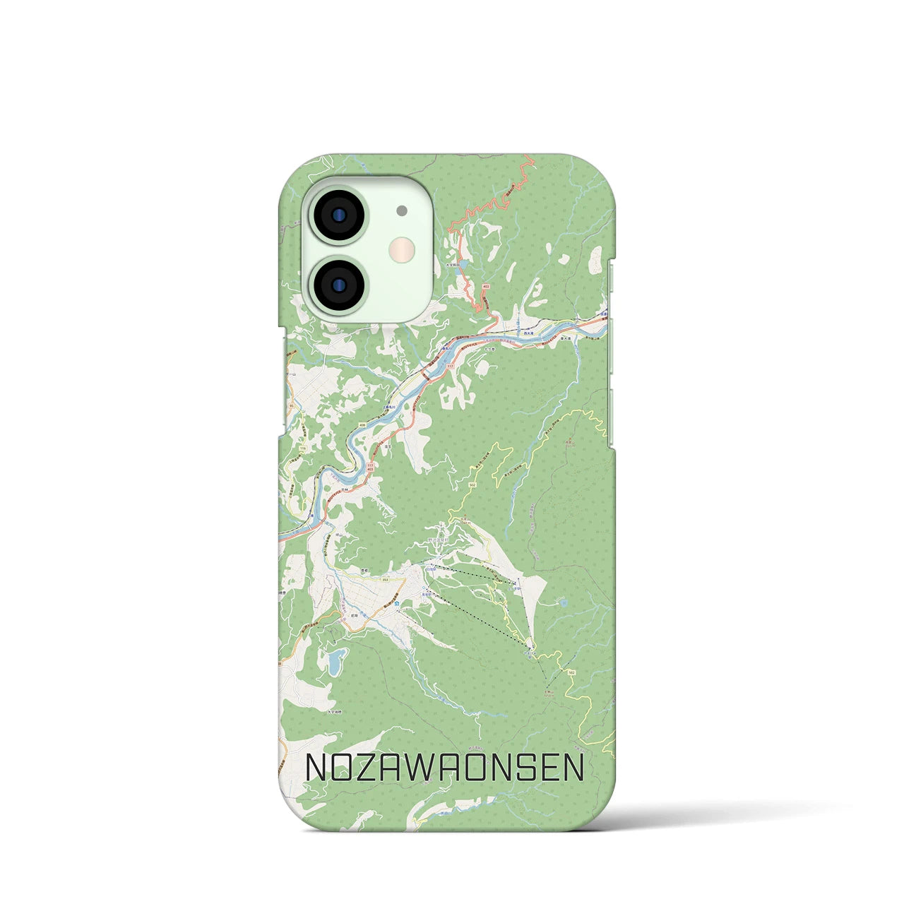 【野沢温泉(長野県)】地図柄iPhoneケース(バックカバータイプ)