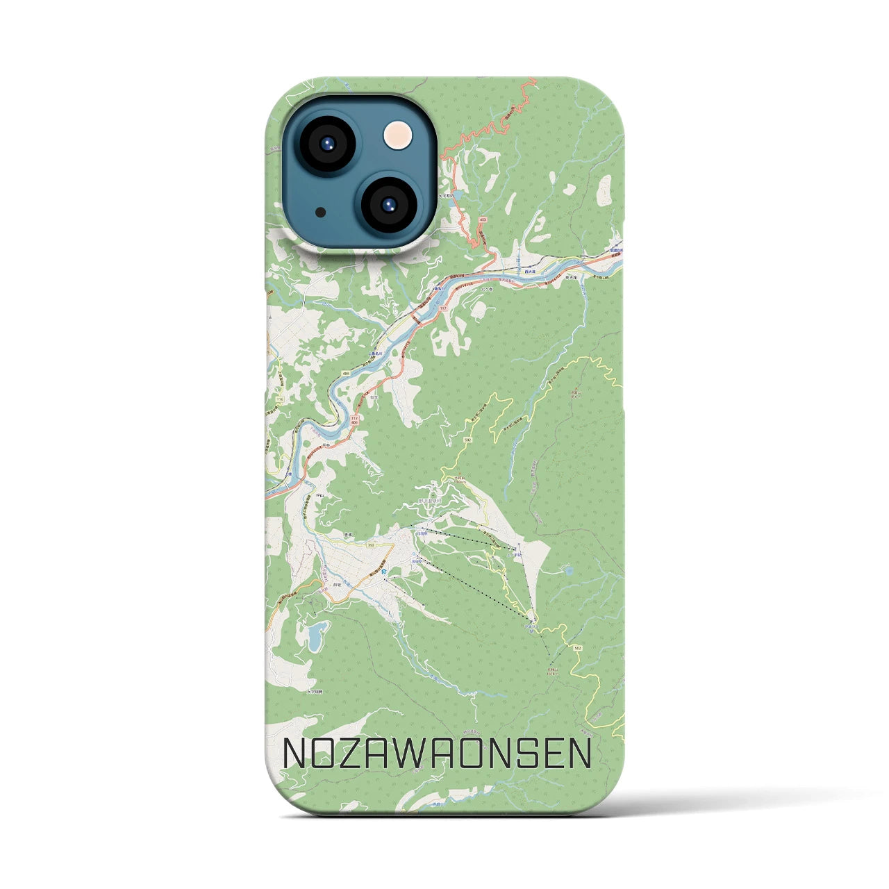 【野沢温泉(長野県)】地図柄iPhoneケース(バックカバータイプ)