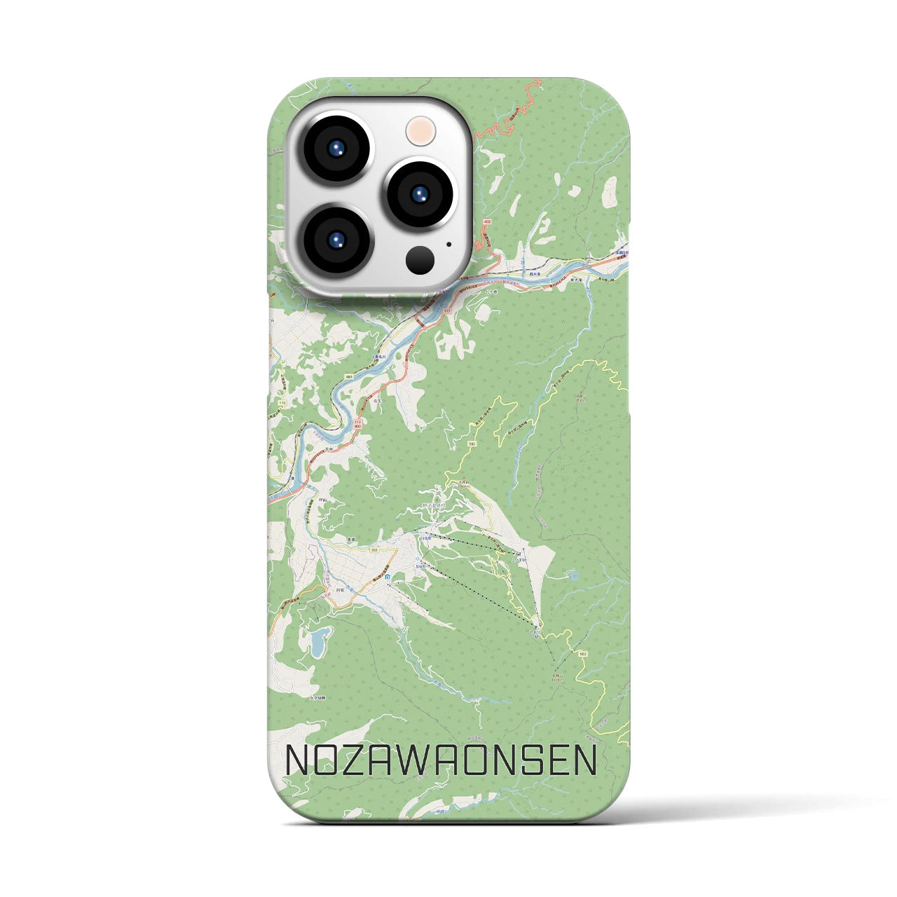 【野沢温泉(長野県)】地図柄iPhoneケース(バックカバータイプ)