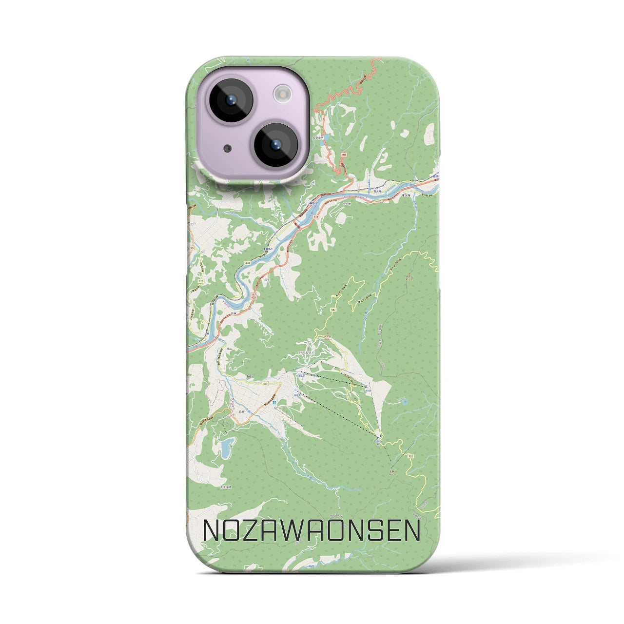 【野沢温泉(長野県)】地図柄iPhoneケース(バックカバータイプ)