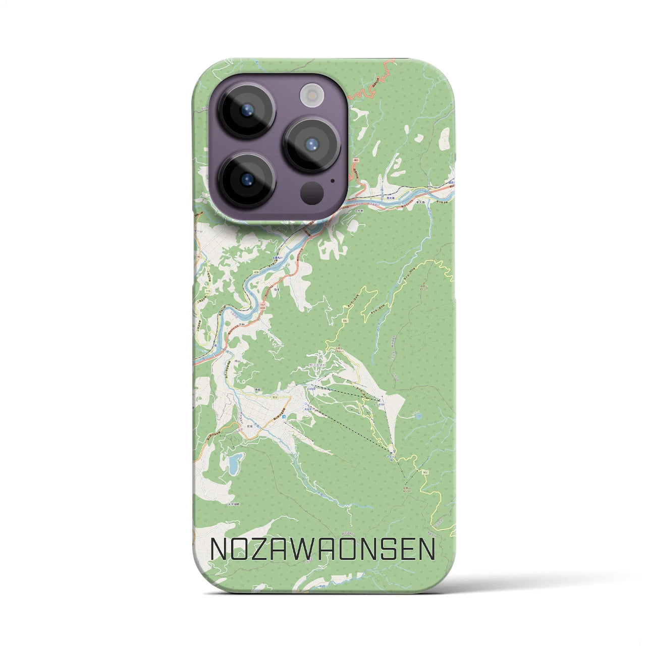 【野沢温泉(長野県)】地図柄iPhoneケース(バックカバータイプ)