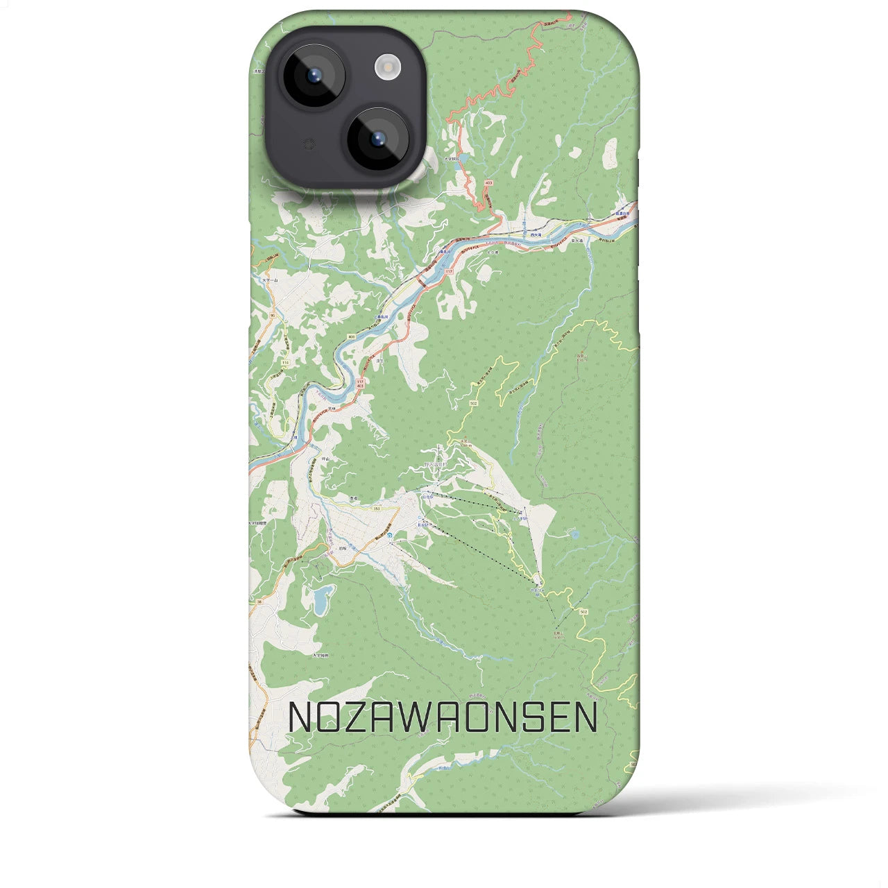【野沢温泉(長野県)】地図柄iPhoneケース(バックカバータイプ)