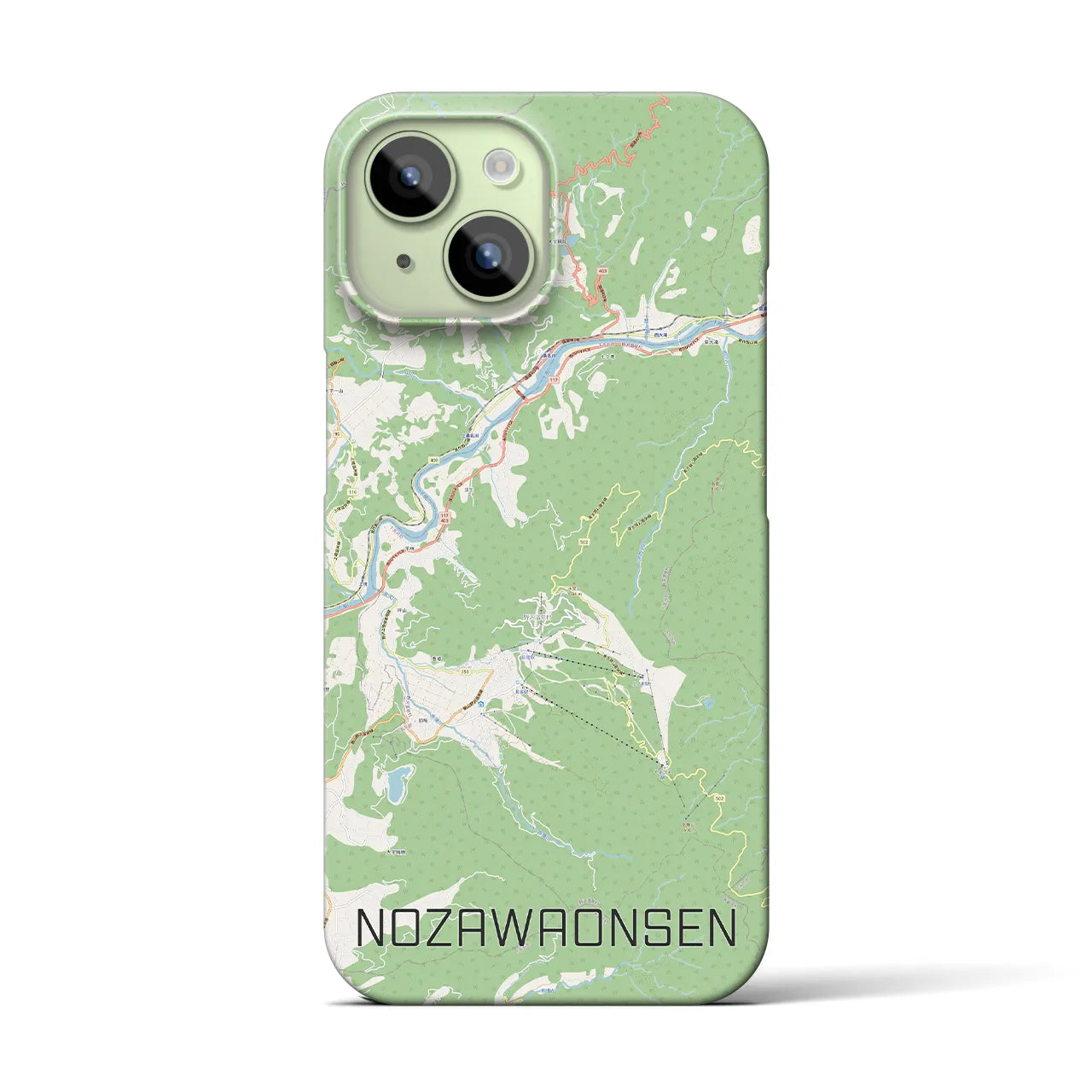 【野沢温泉(長野県)】地図柄iPhoneケース(バックカバータイプ)