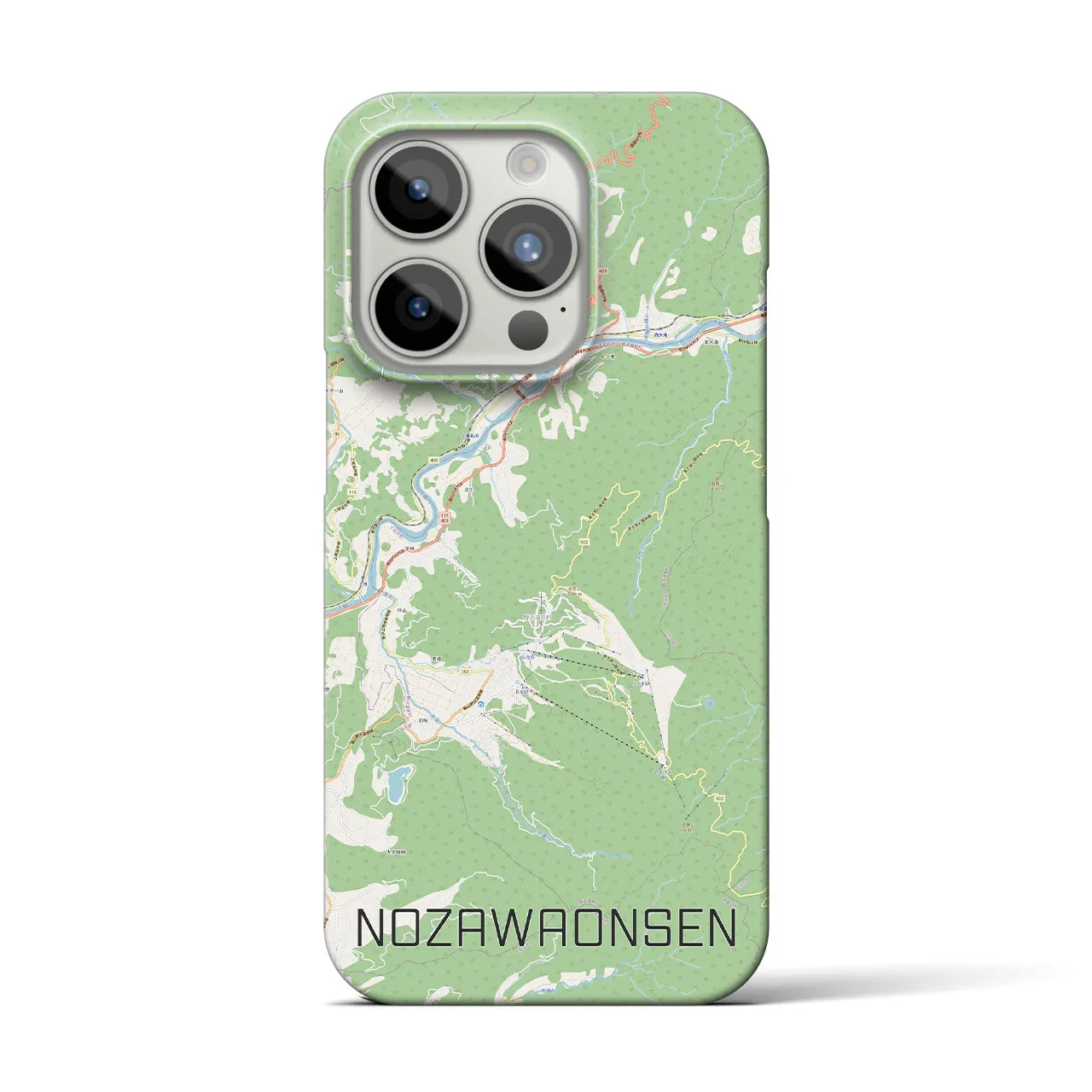【野沢温泉(長野県)】地図柄iPhoneケース(バックカバータイプ)