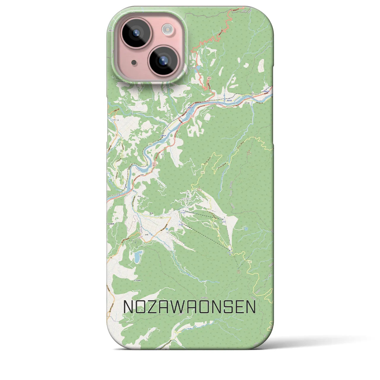 【野沢温泉(長野県)】地図柄iPhoneケース(バックカバータイプ)